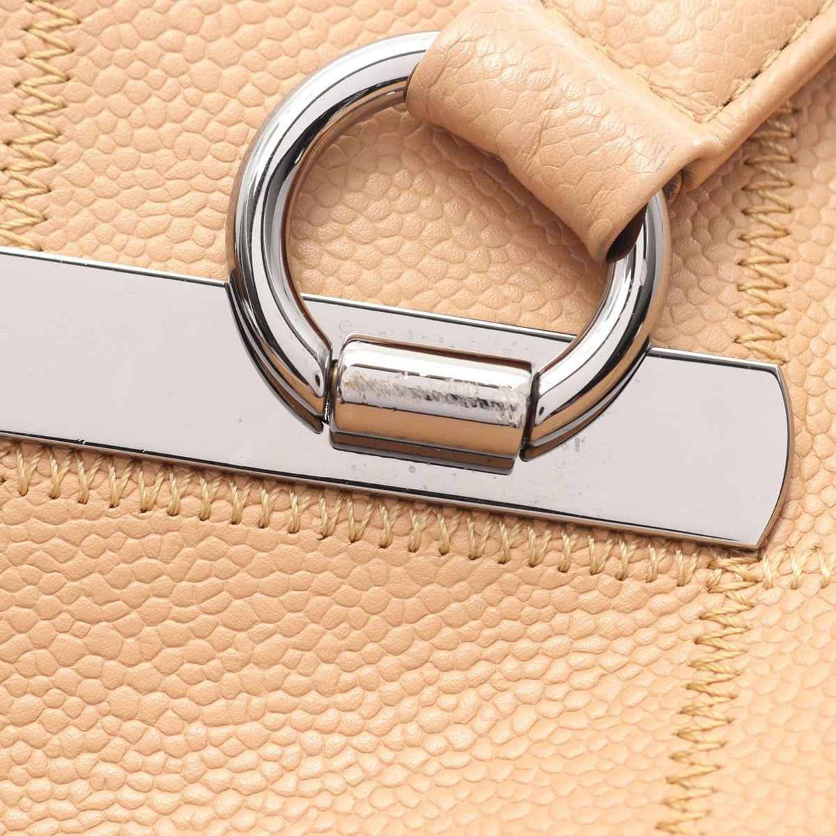 Chanel Caviar Leather Chocolate Bar Tote — Beige