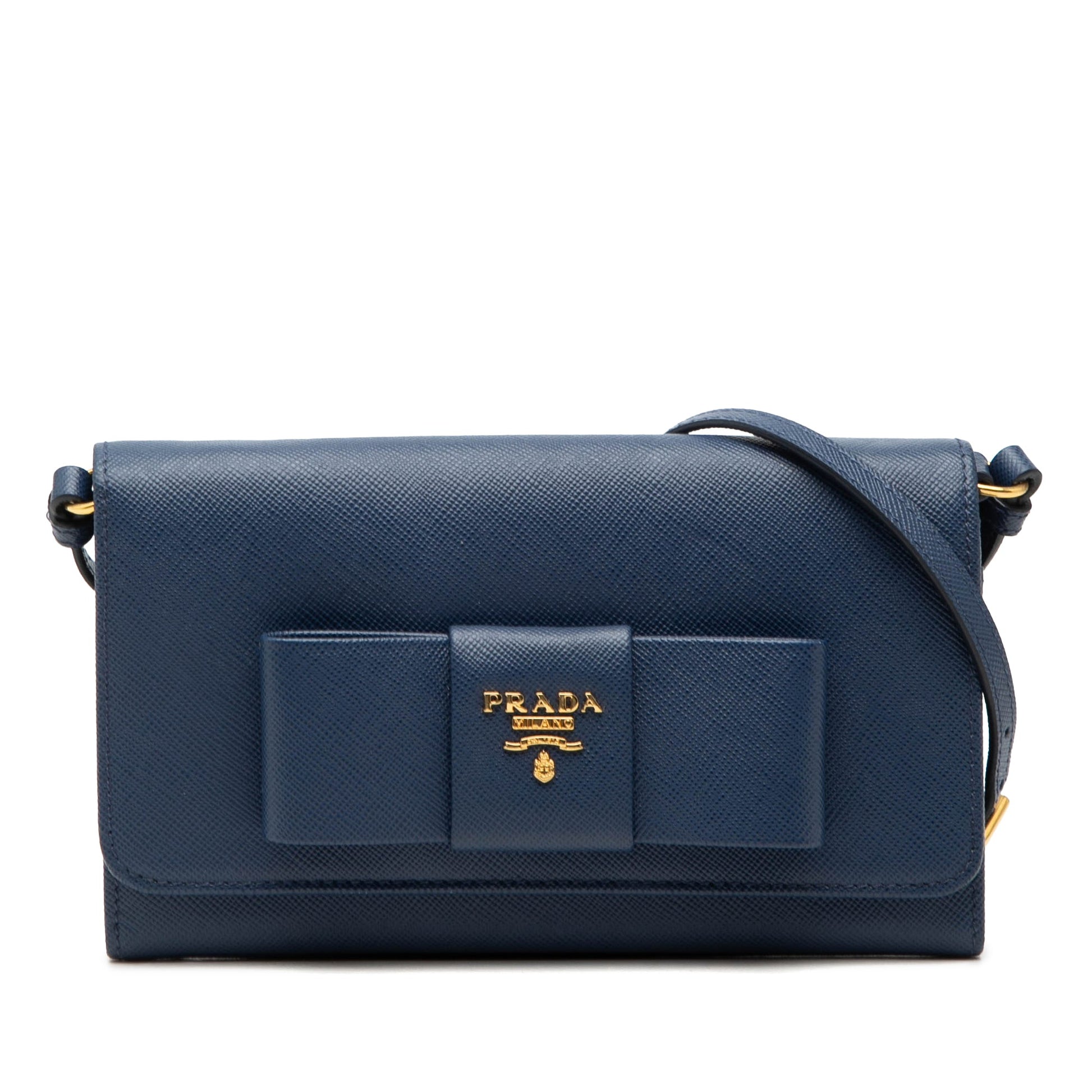 Saffiano Lux Bow Wallet On Strap