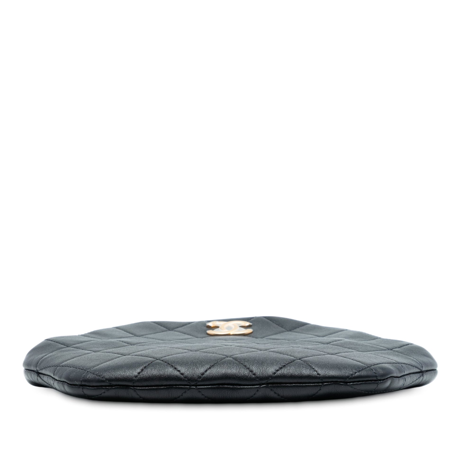 Chanel Quilted Lambskin Pearl Crown Handle Clutch