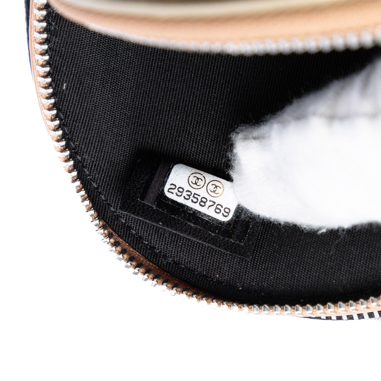 CC Quilted Lambskin Triple Zip Round Clutch With Chain