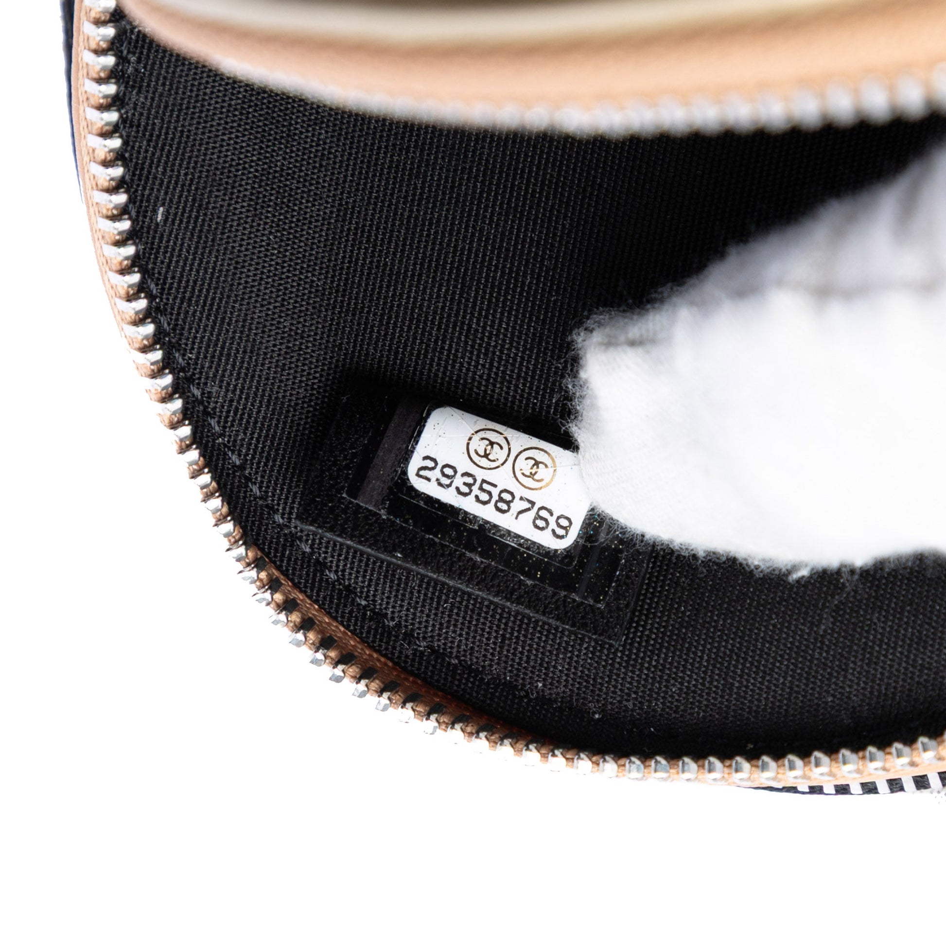 CC Quilted Lambskin Triple Zip Round Clutch With Chain
