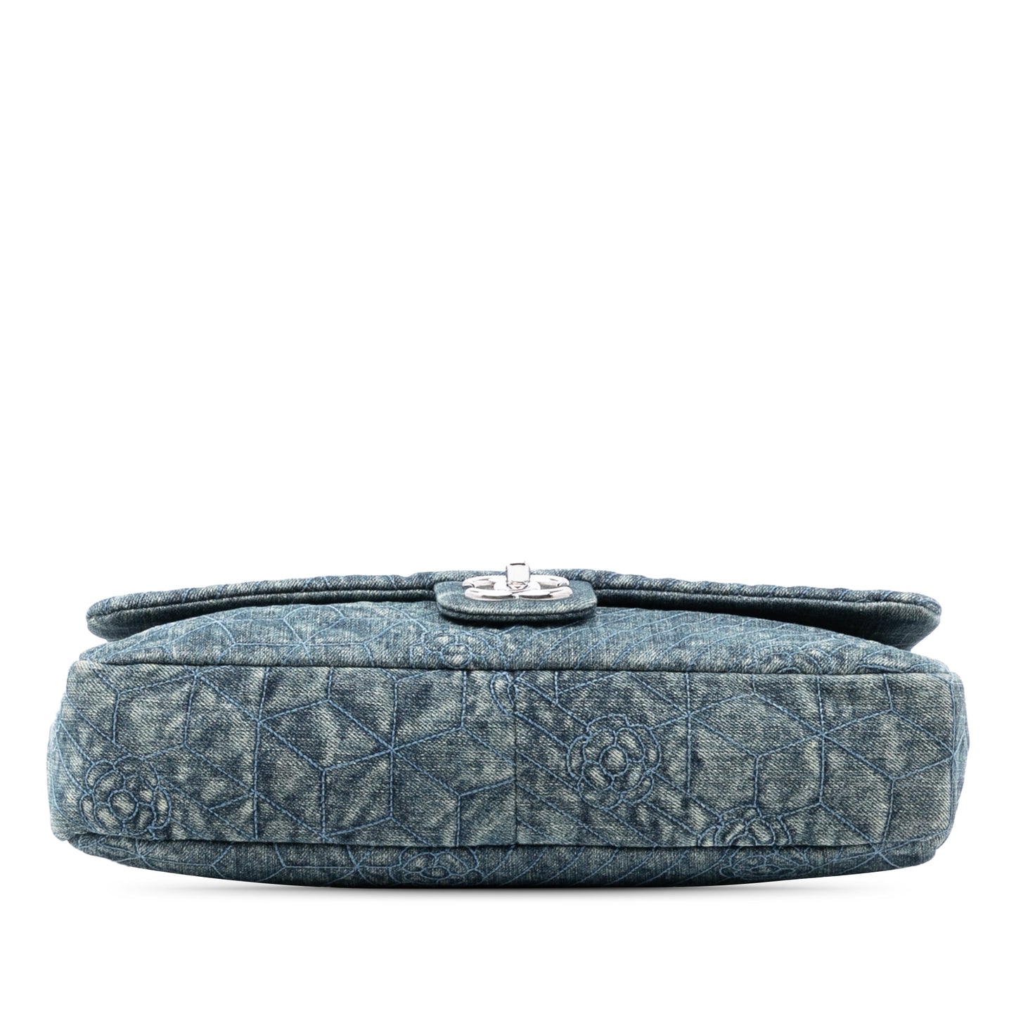 Chanel Large Embroidered Denim Camellia Flap