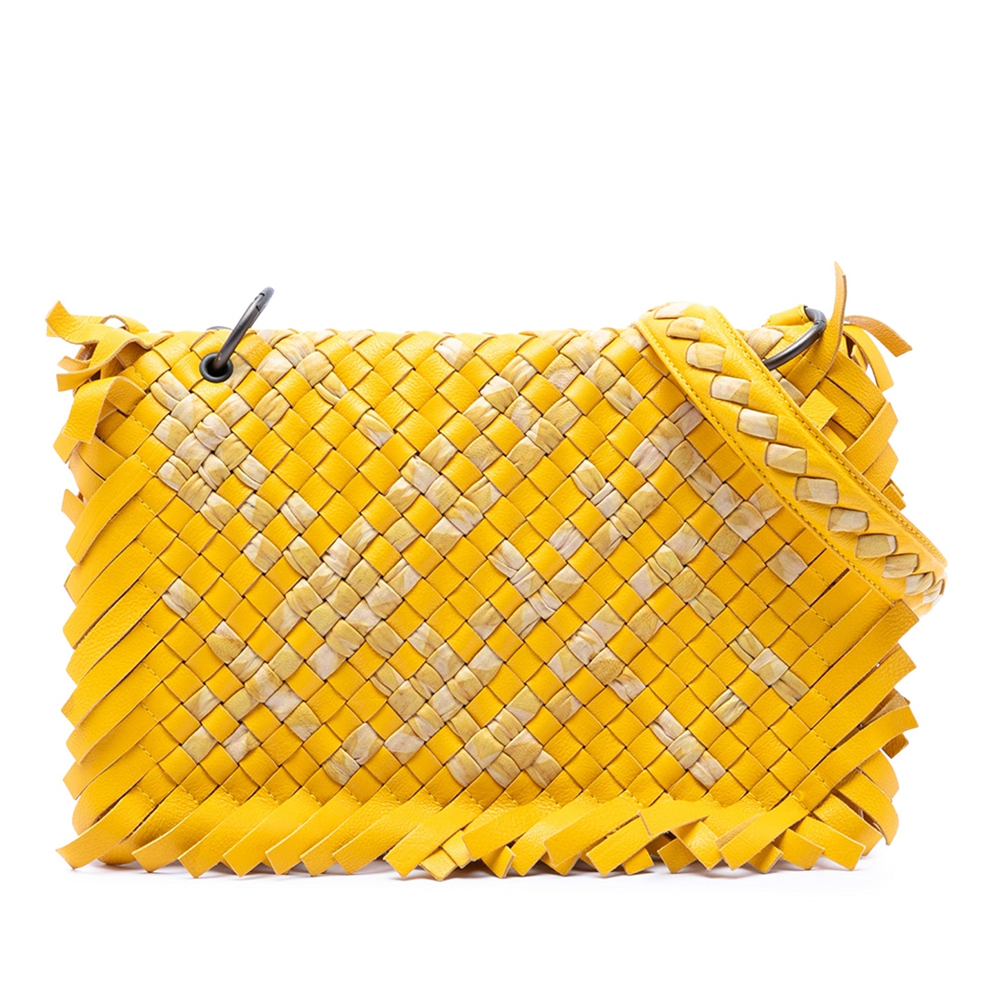 Bottega Veneta Bicolor Nappa Intrecciato Fringe Shoulder Bag