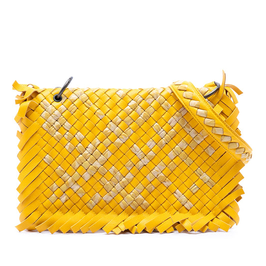 Bottega Veneta Bicolor Nappa Intrecciato Fringe Shoulder Bag