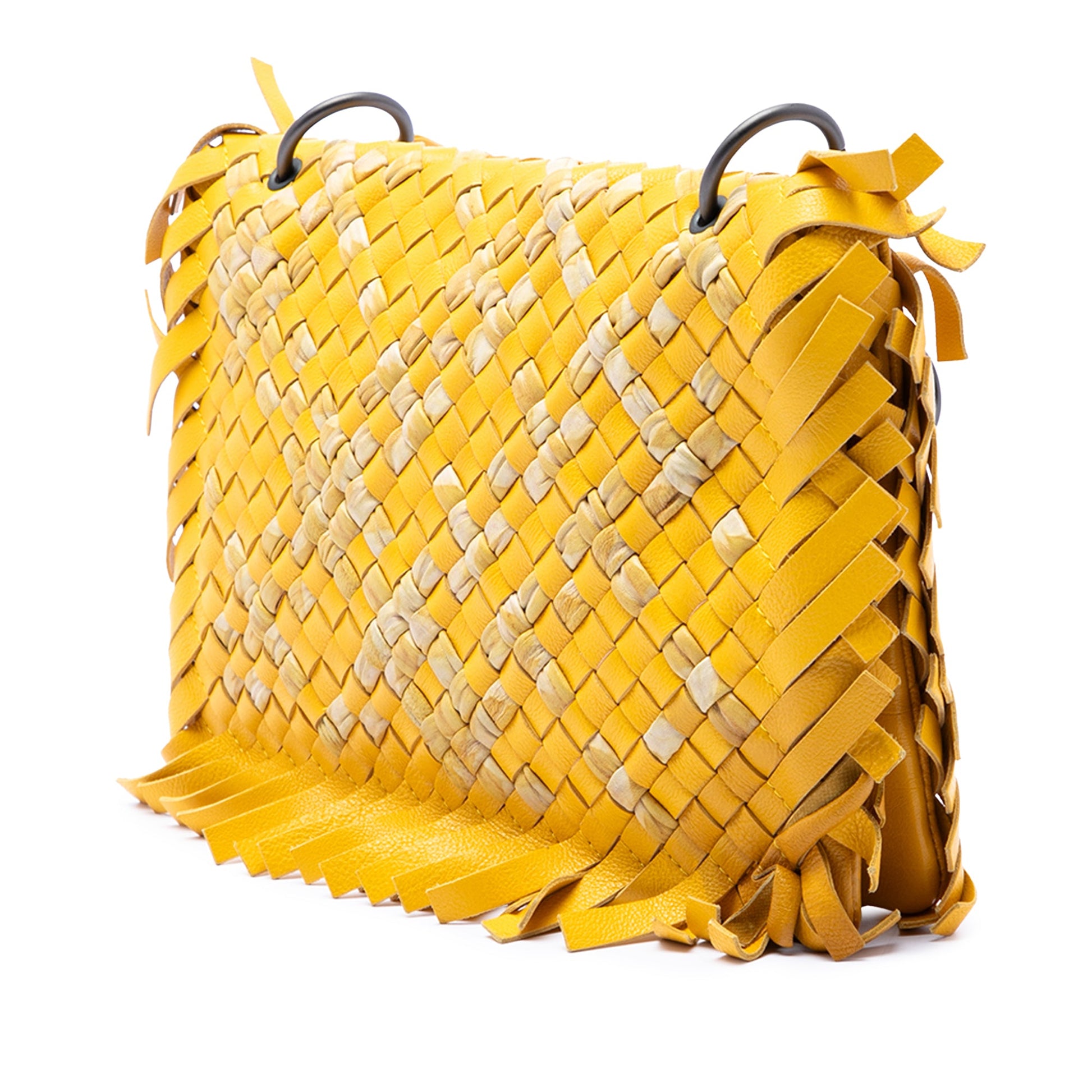 Bottega Veneta Bicolor Nappa Intrecciato Fringe Shoulder Bag