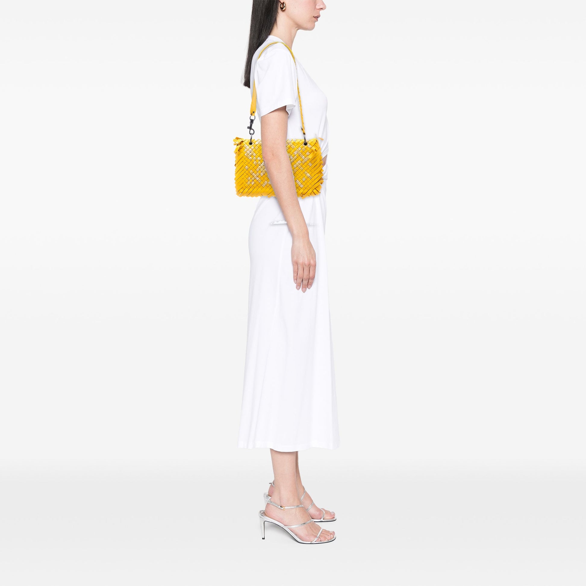 Bottega Veneta Bicolor Nappa Intrecciato Fringe Shoulder Bag