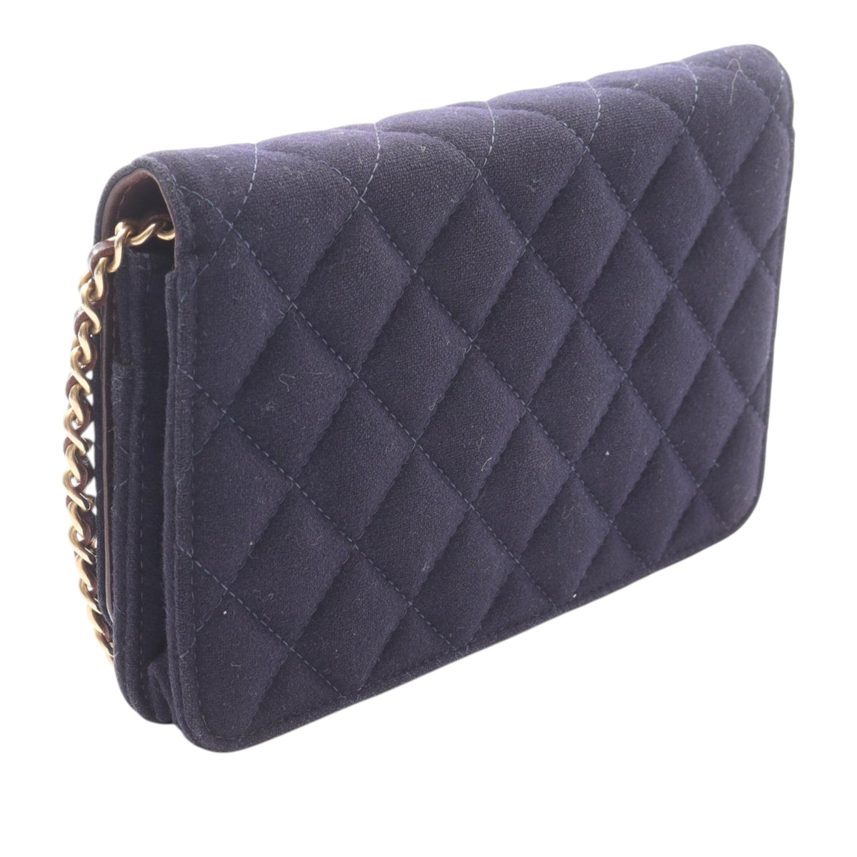 Chanel Paris Hamburg Quilted Jersey Charms Wallet On Chain — Blue