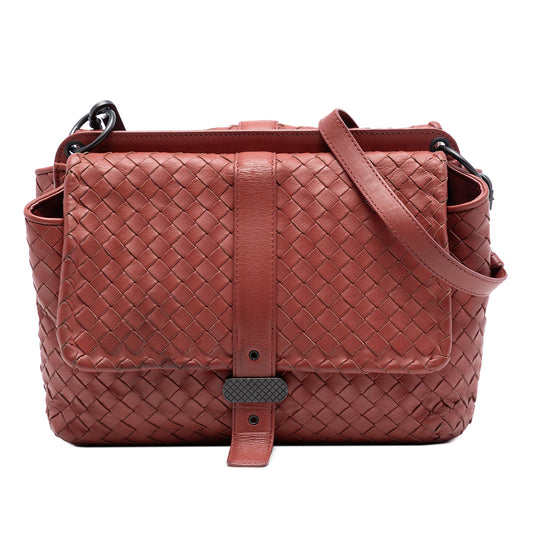Bottega Veneta Nappa Intrecciato Double Sided Flap Messenger Bag