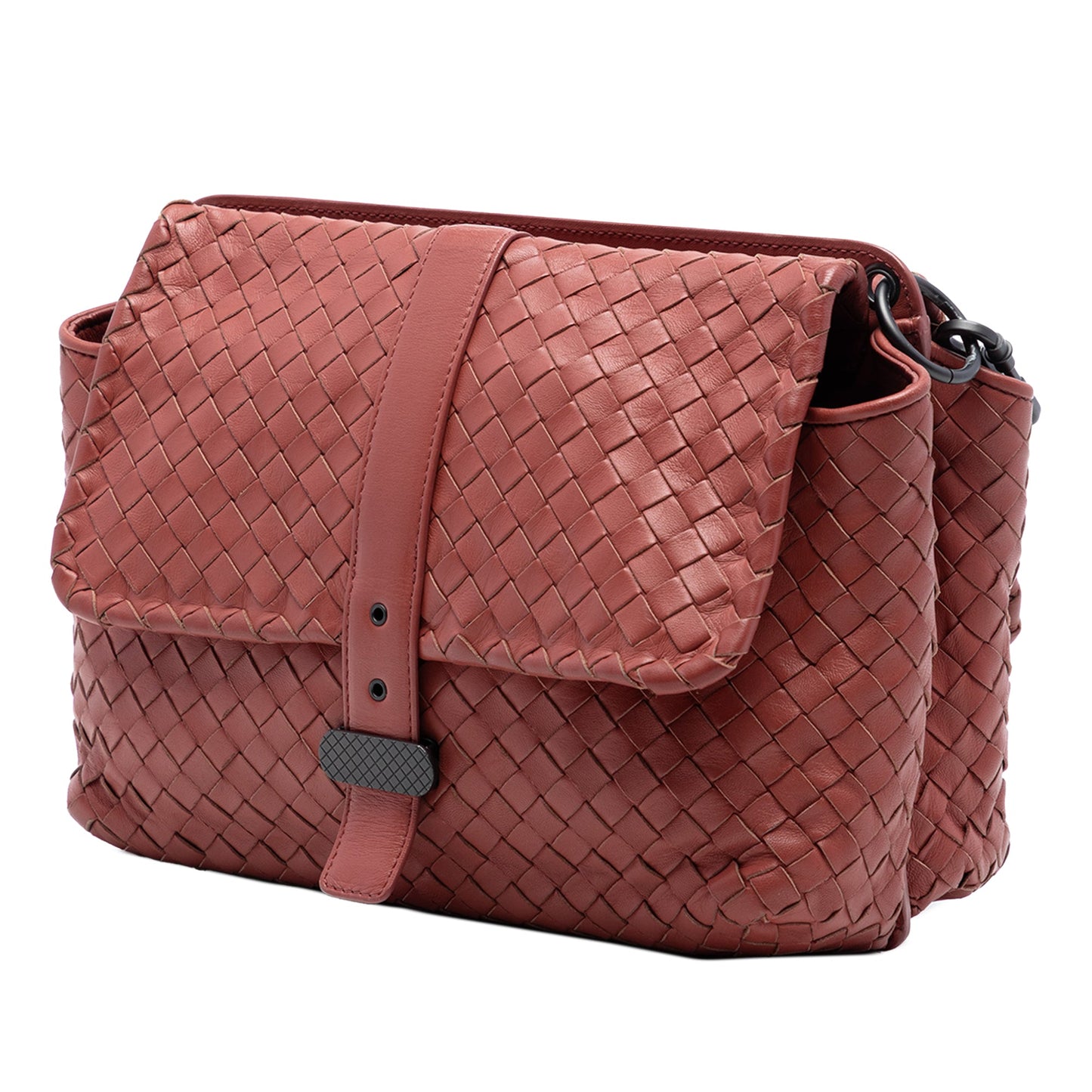 Bottega Veneta Nappa Intrecciato Double Sided Flap Messenger Bag