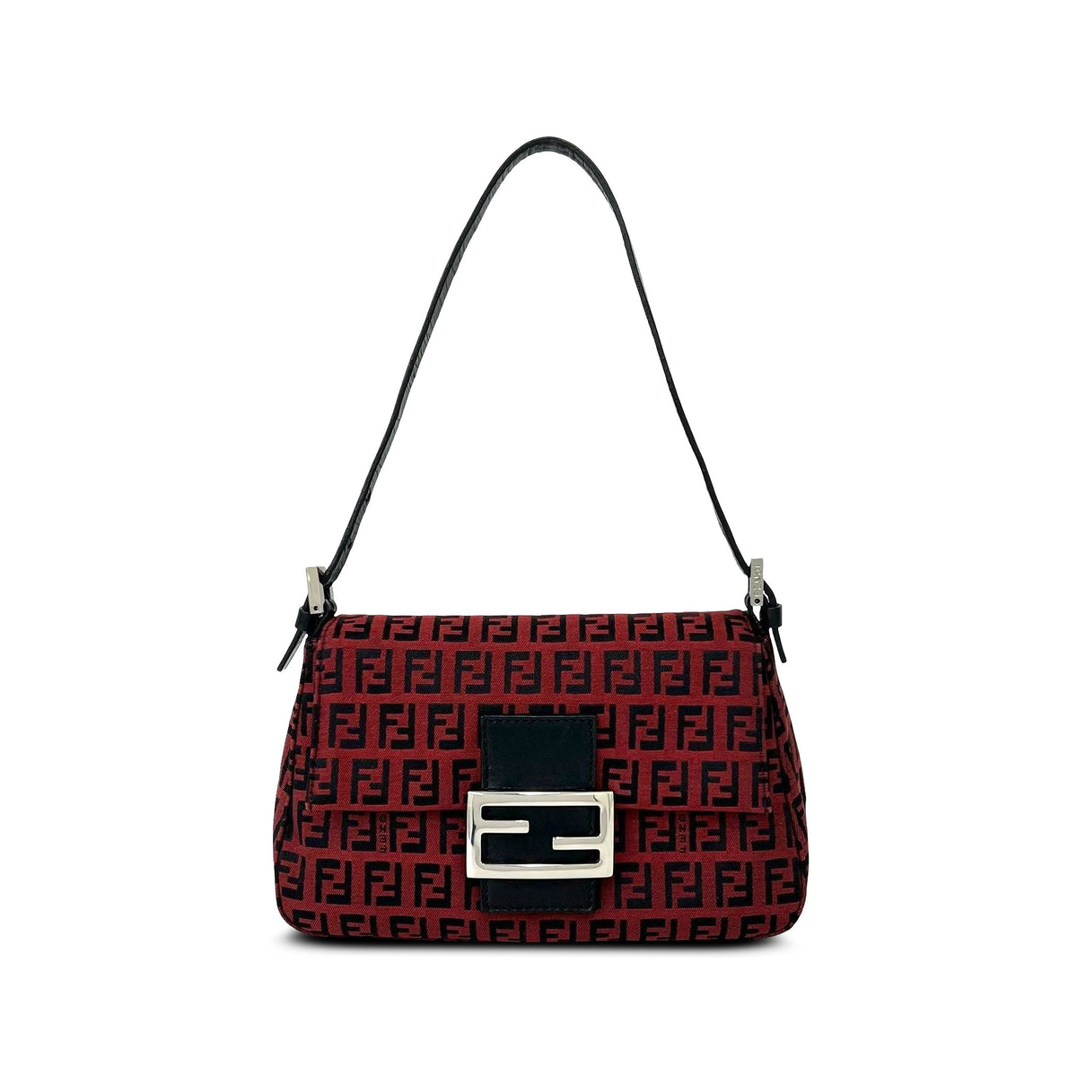 Fendi Mini Zucchino Canvas Baguette — Red