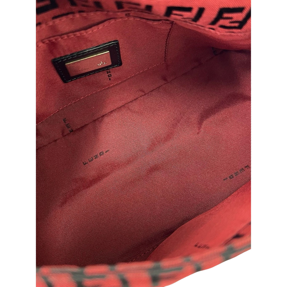 Fendi Mini Zucchino Canvas Baguette — Red