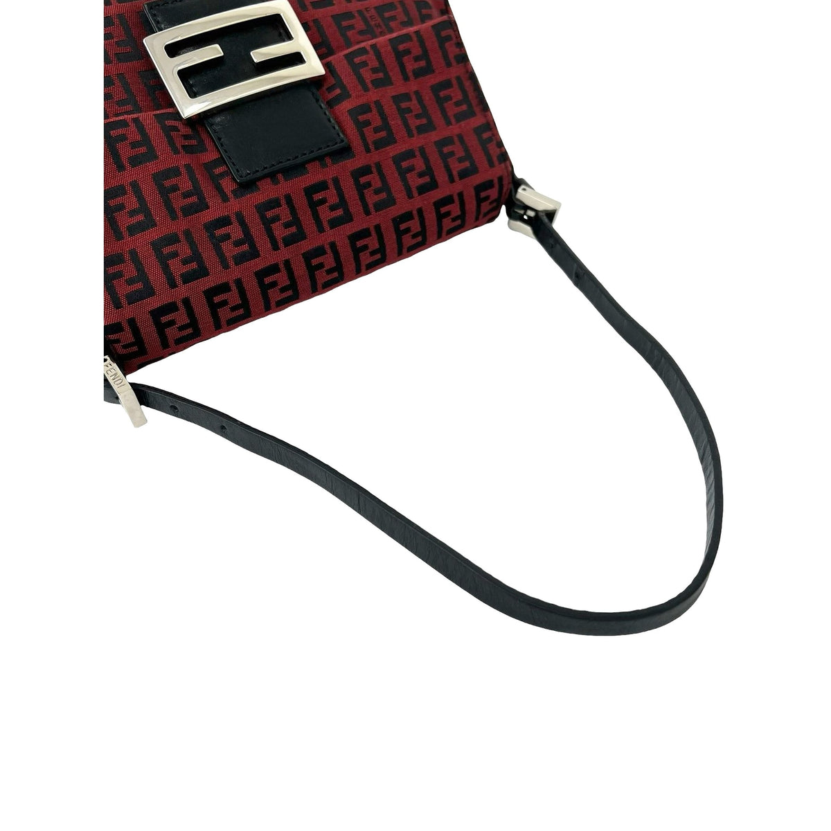Fendi Mini Zucchino Canvas Baguette — Red
