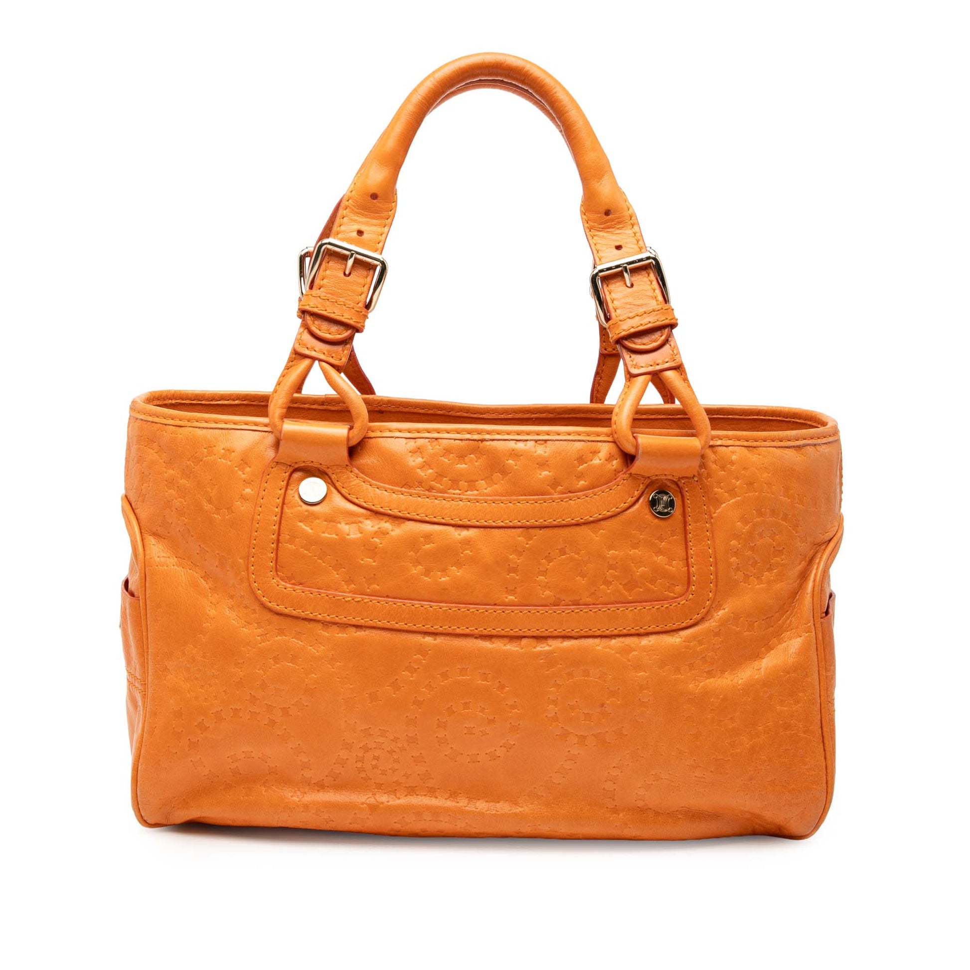 Celine Spiraling Macadam Embossed Leather Boogie Handbag