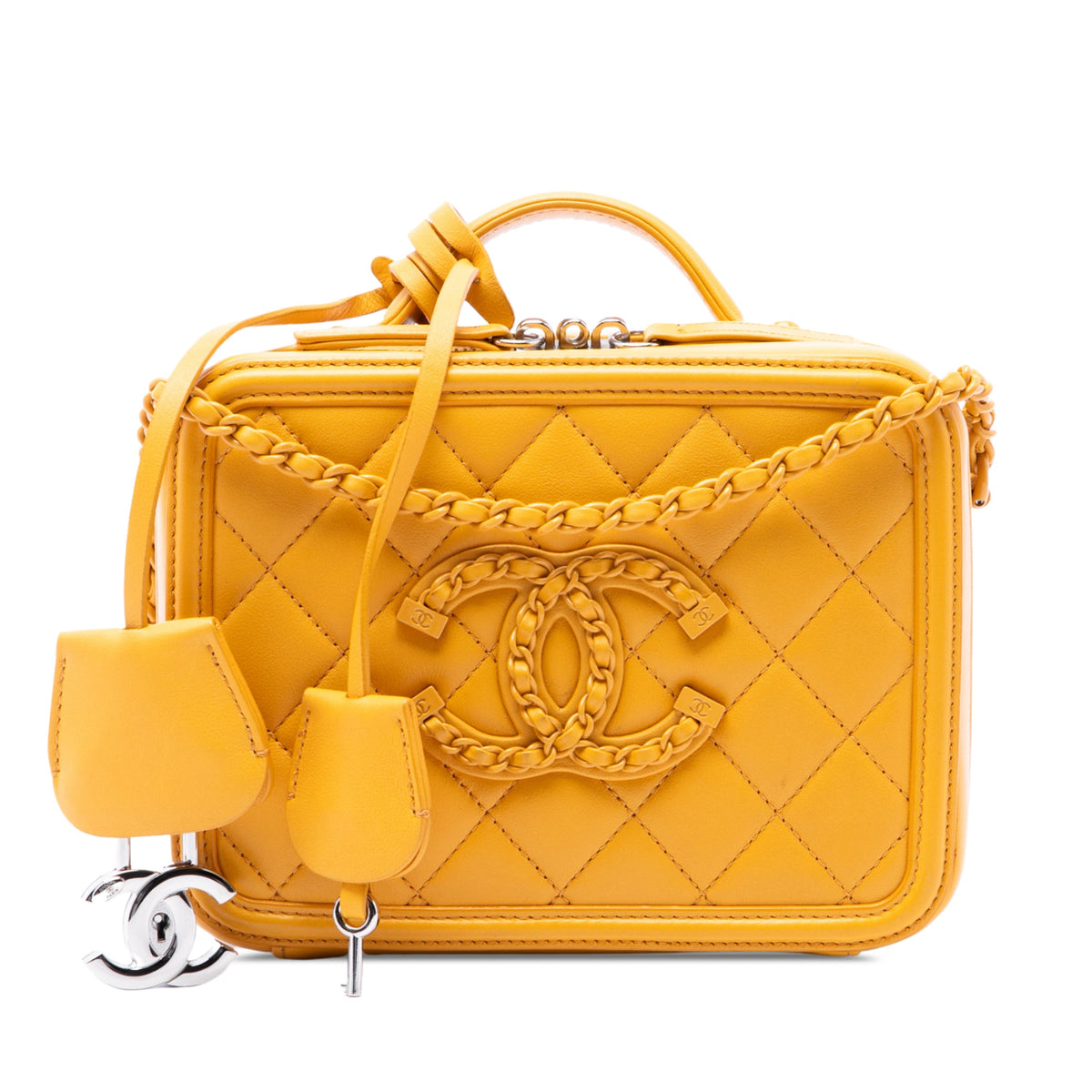 Chanel Small Lambskin CC Filigree Incognito Vanity Case — Yellow