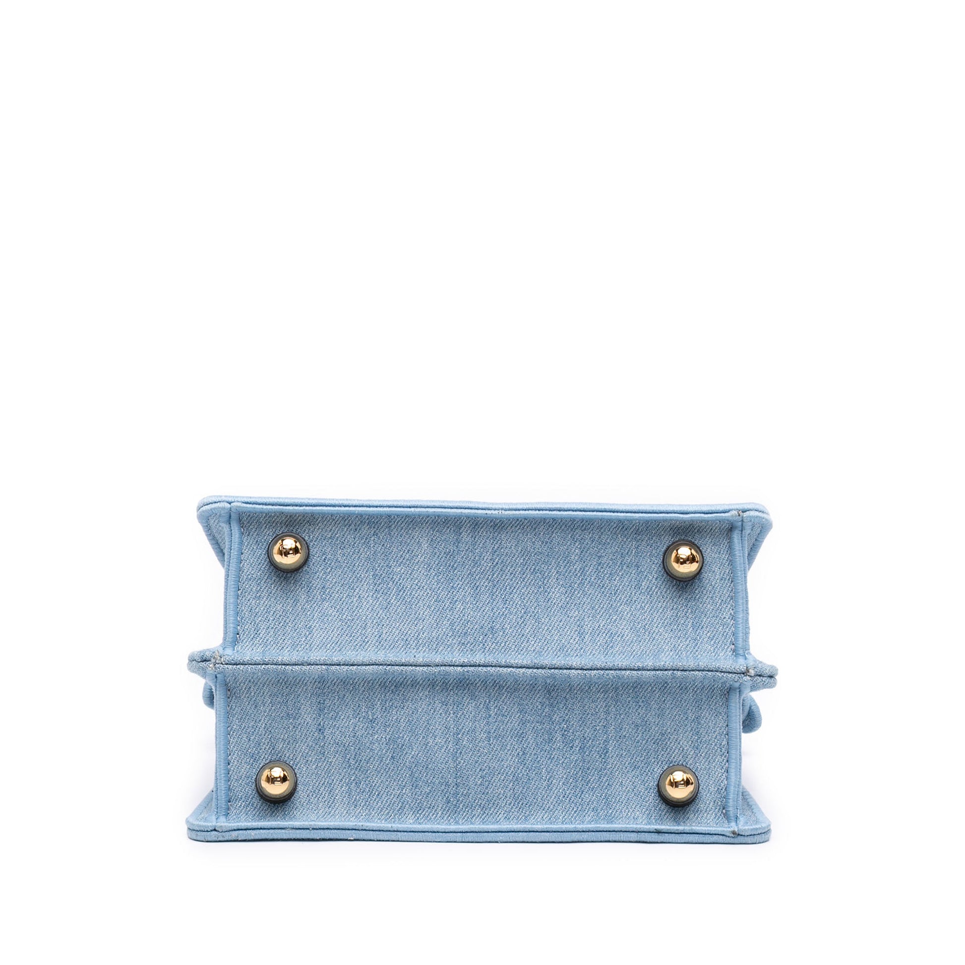 Fendi Petite Embroidered Denim Peekaboo ISeeU Satchel