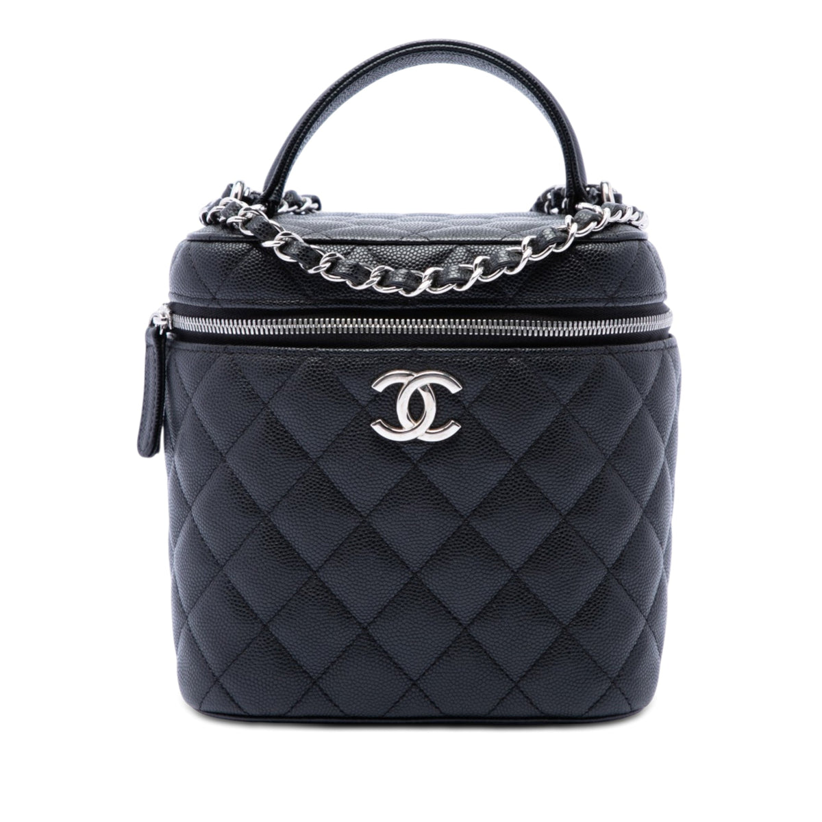 Chanel CC Quilted Caviar Top Handle Vanity with Chain
