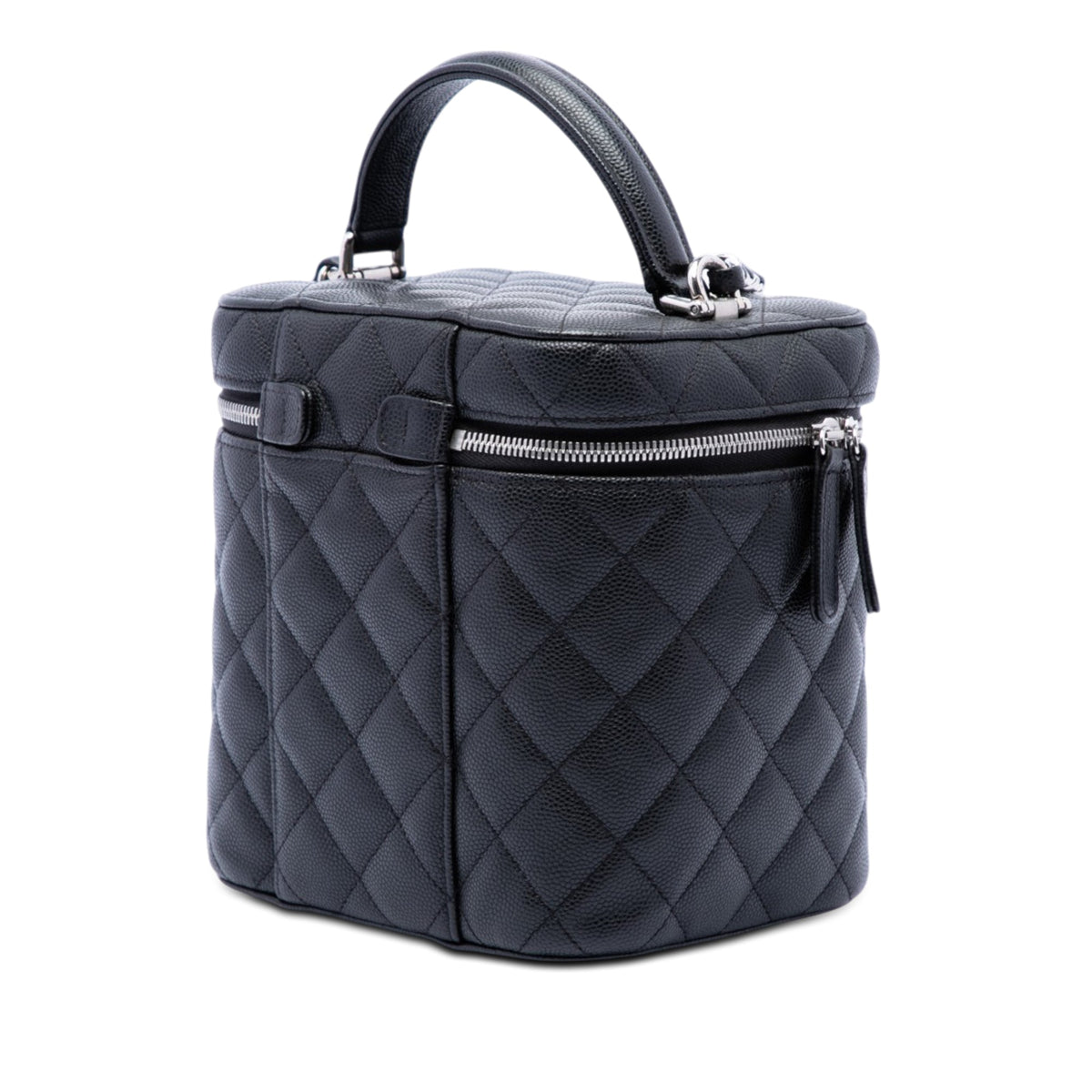 Chanel CC Quilted Caviar Top Handle Vanity with Chain