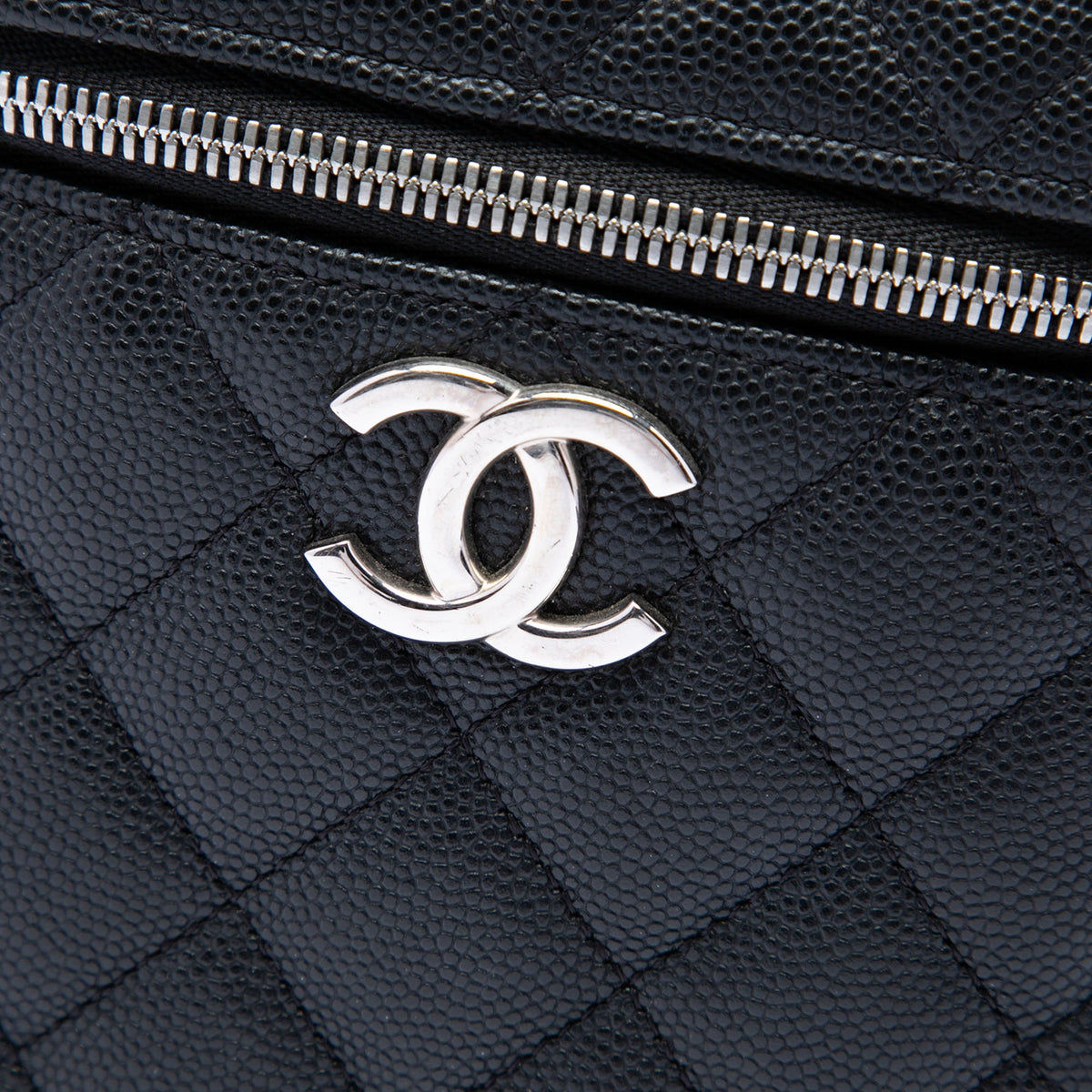 Chanel CC Quilted Caviar Top Handle Vanity with Chain