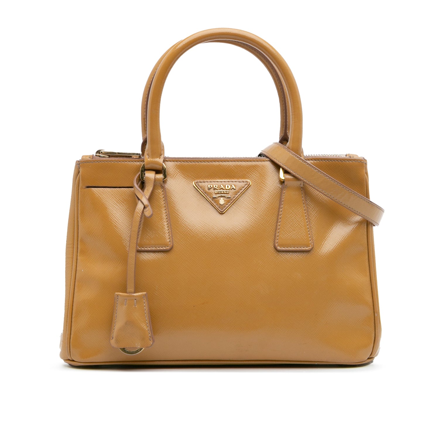 Prada Small Saffiano Vernice Galleria Double Zip Satchel