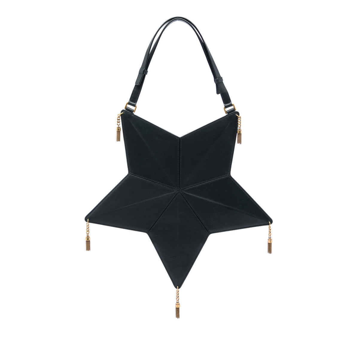 Saint Laurent Leather Astro Star Tassel Shoulder Bag — Black