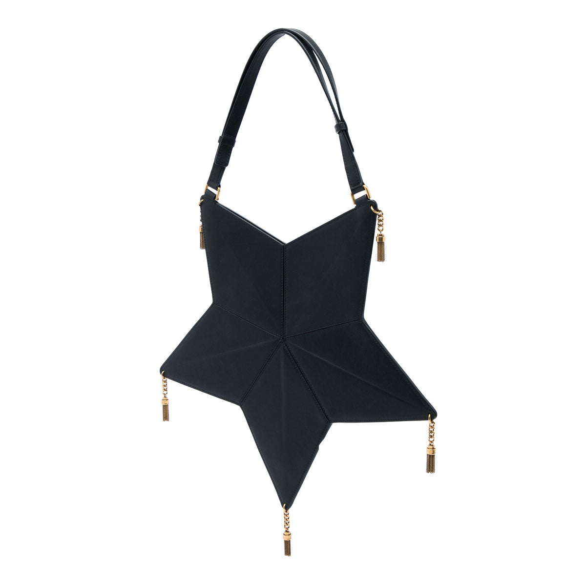 Saint Laurent Leather Astro Star Tassel Shoulder Bag — Black