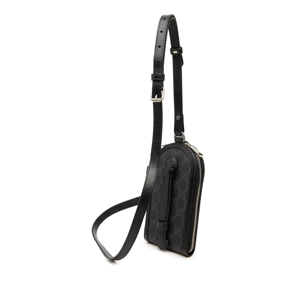 Gucci GG Supreme Interlocking G Phone Holder Crossbody — Black