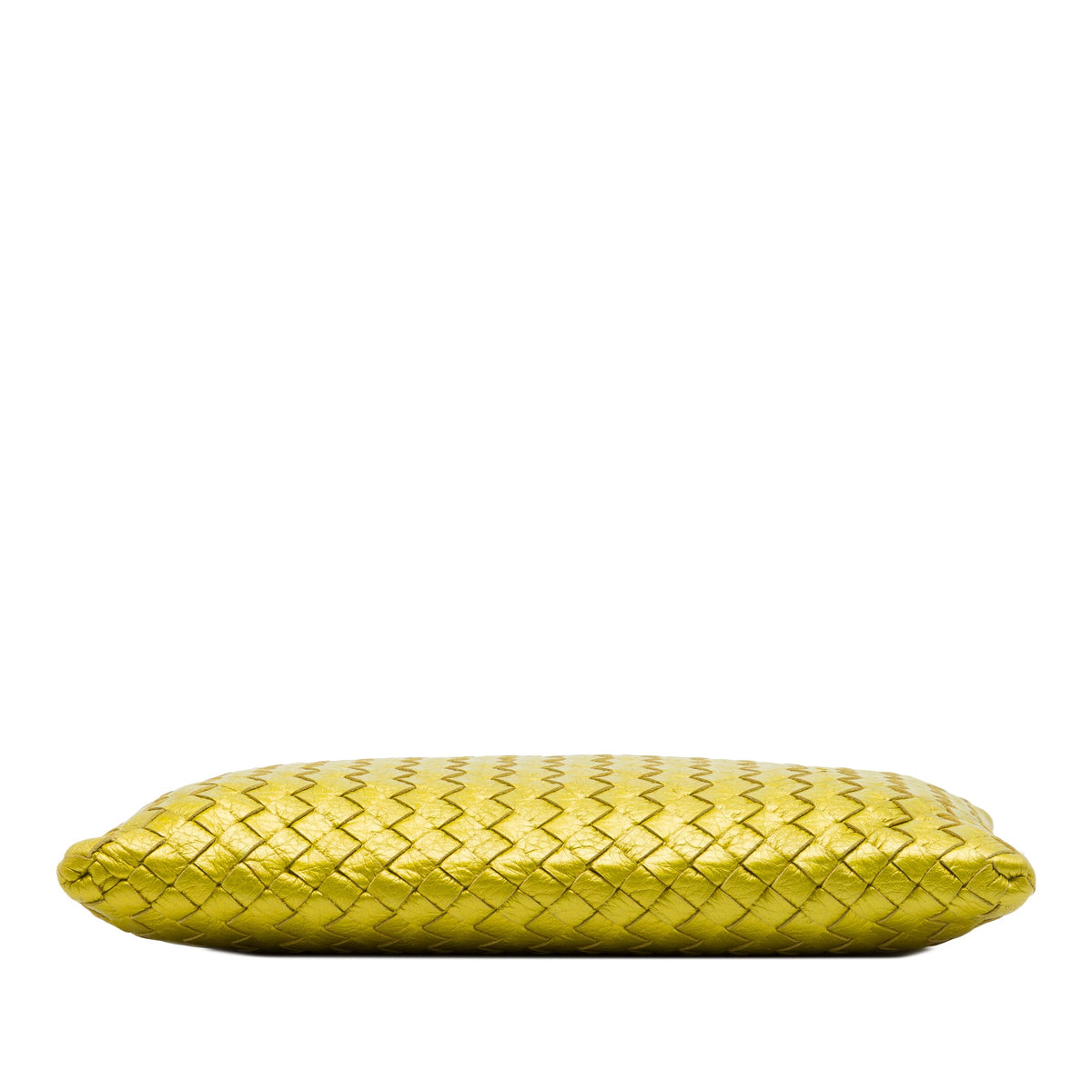 Bottega Veneta Metallic Leather Intrecciato Clutch — Yellow