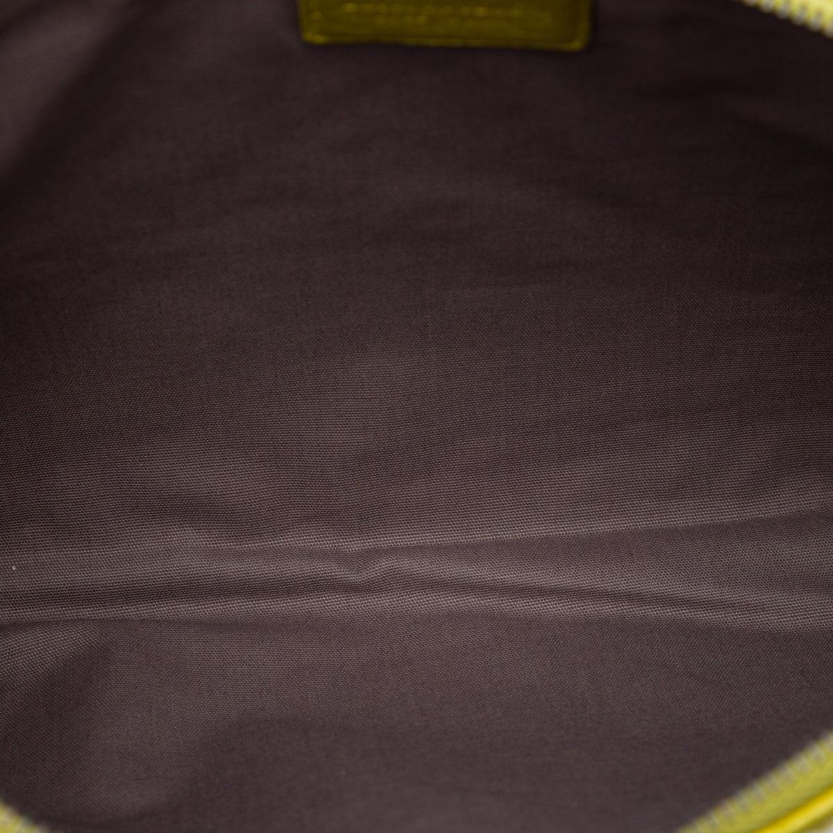 Bottega Veneta Metallic Leather Intrecciato Clutch — Yellow