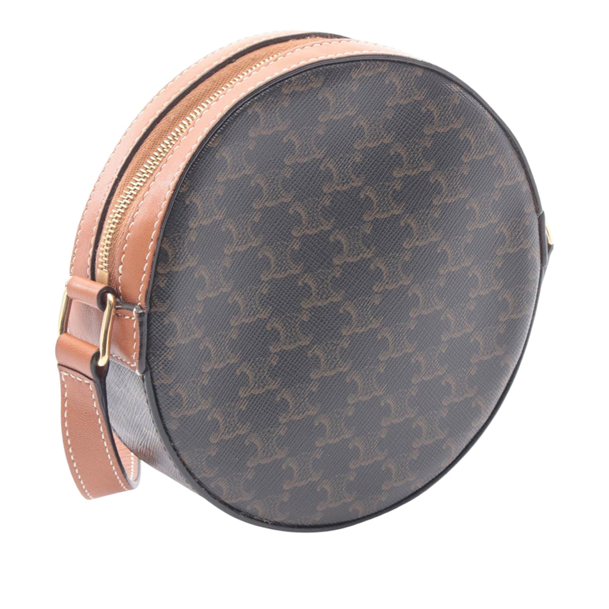 Celine Triomphe Coated Canvas Round Purse on Strap