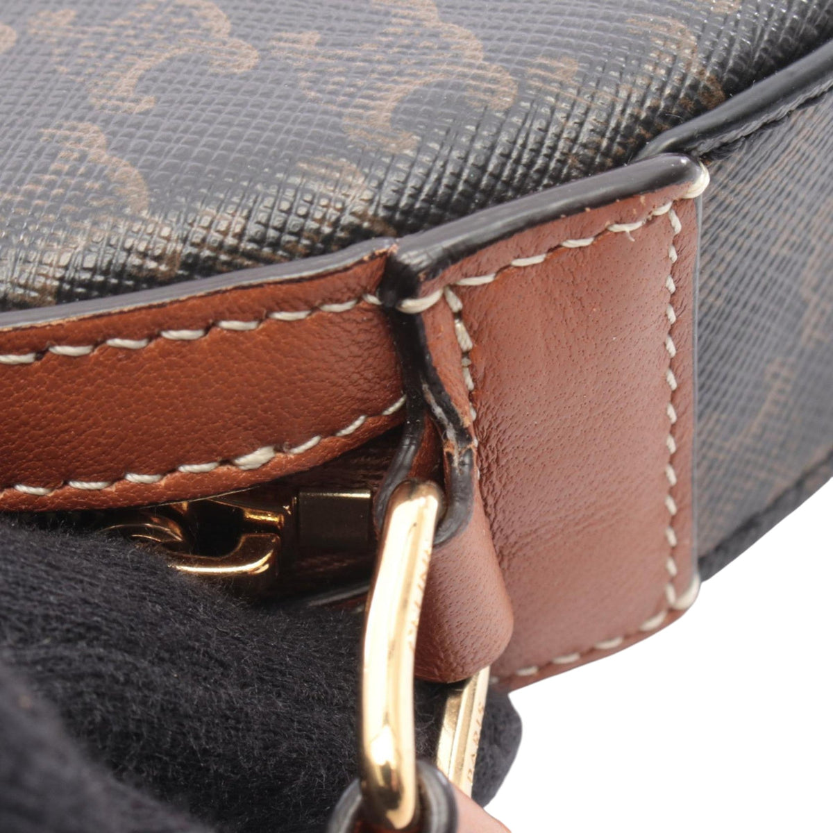 Celine Triomphe Coated Canvas Round Purse on Strap