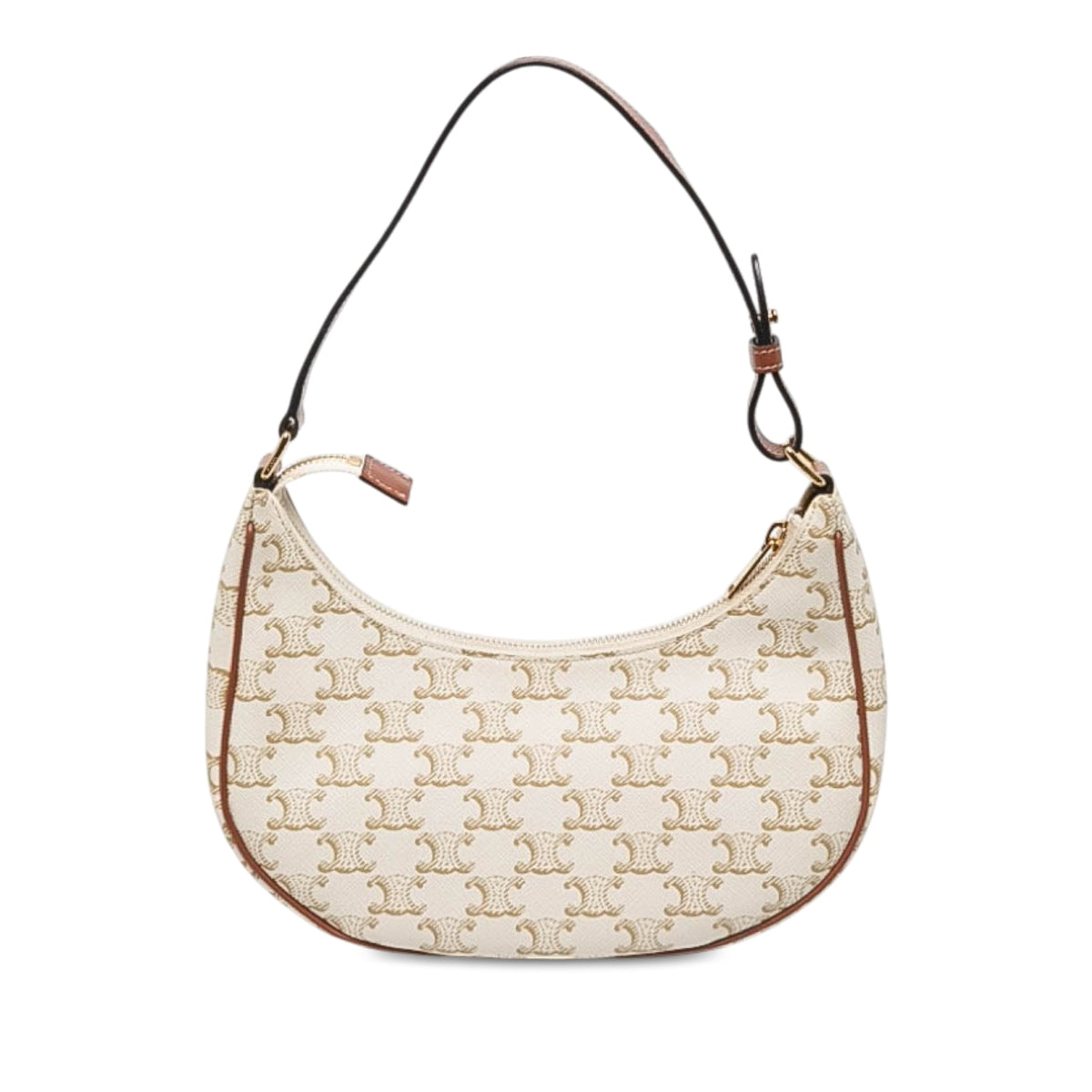Celine Medium Triomphe Coated Canvas Ava Shoulder Bag — White