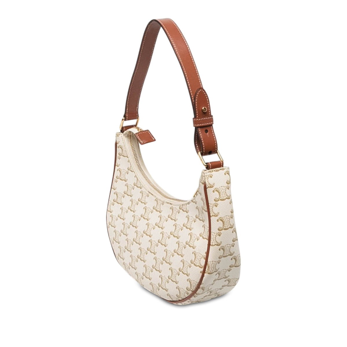 Celine Medium Triomphe Coated Canvas Ava Shoulder Bag — White