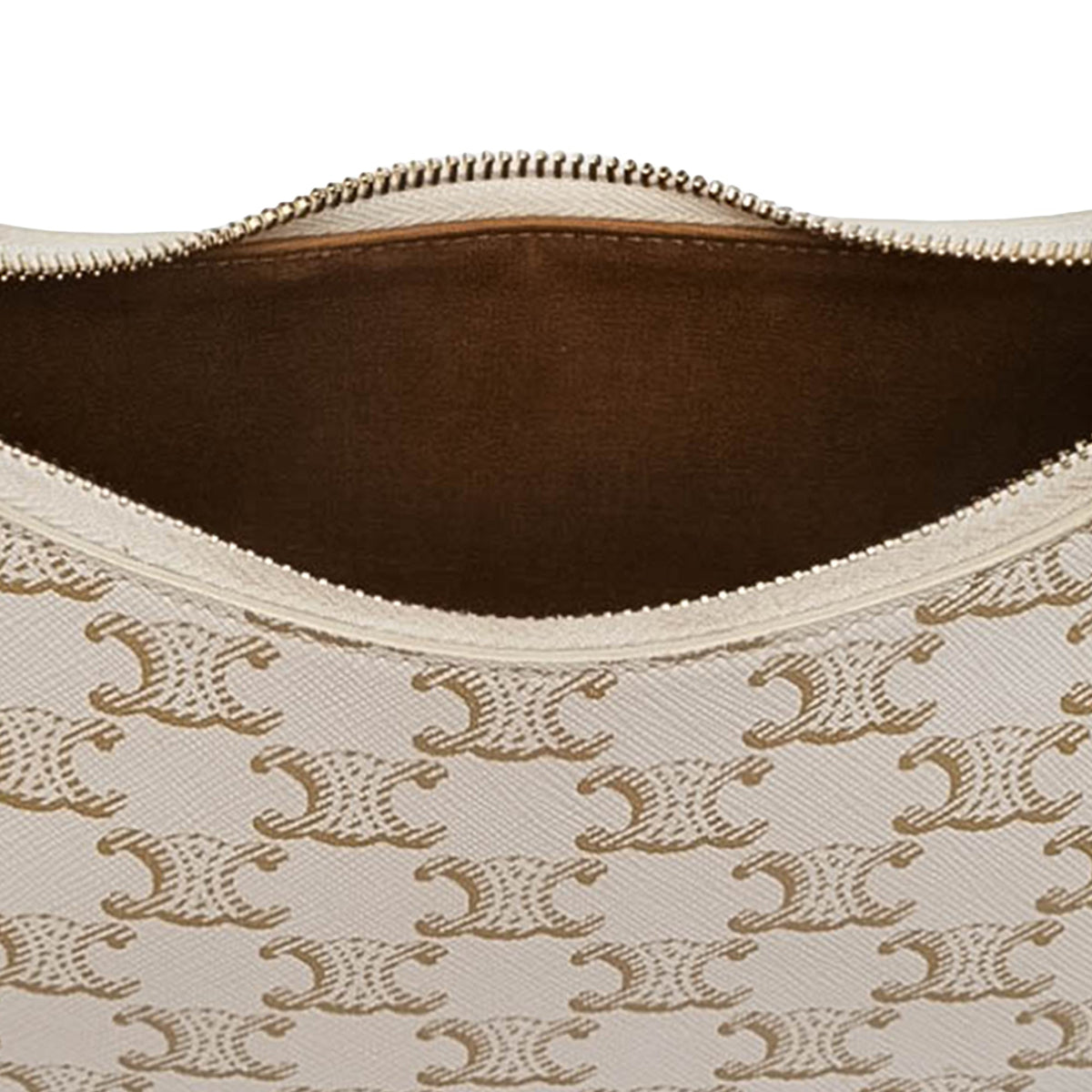 Celine Medium Triomphe Coated Canvas Ava Shoulder Bag — White