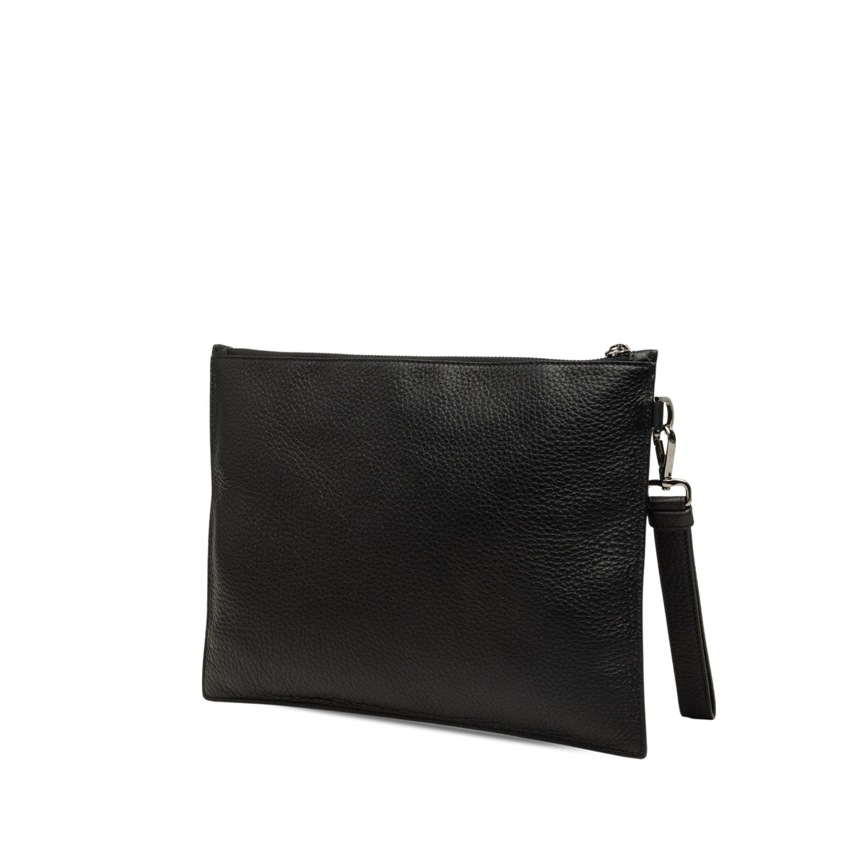 Versace Embossed Leather Medusa Wristlet Clutch — Black