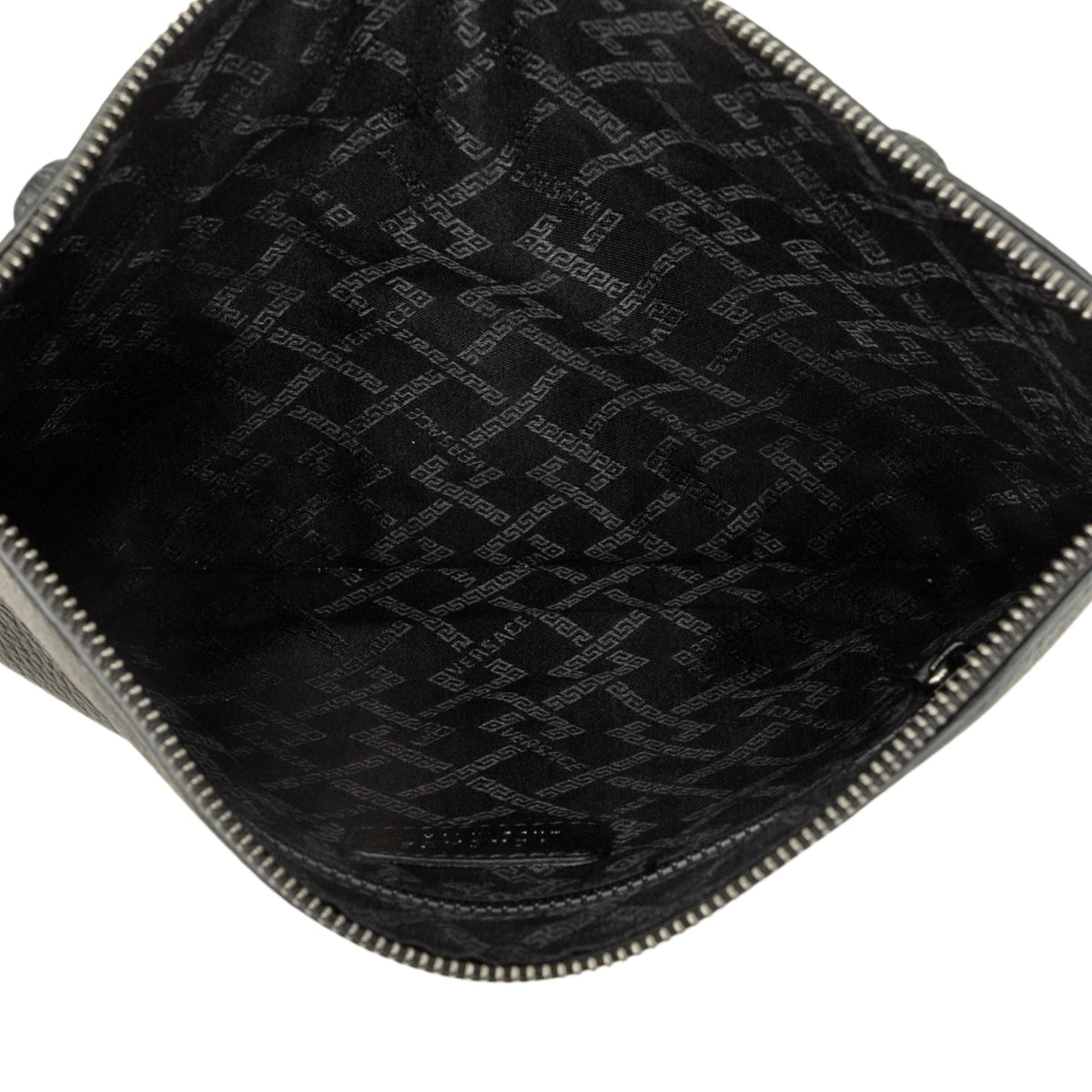 Versace Embossed Leather Medusa Wristlet Clutch — Black