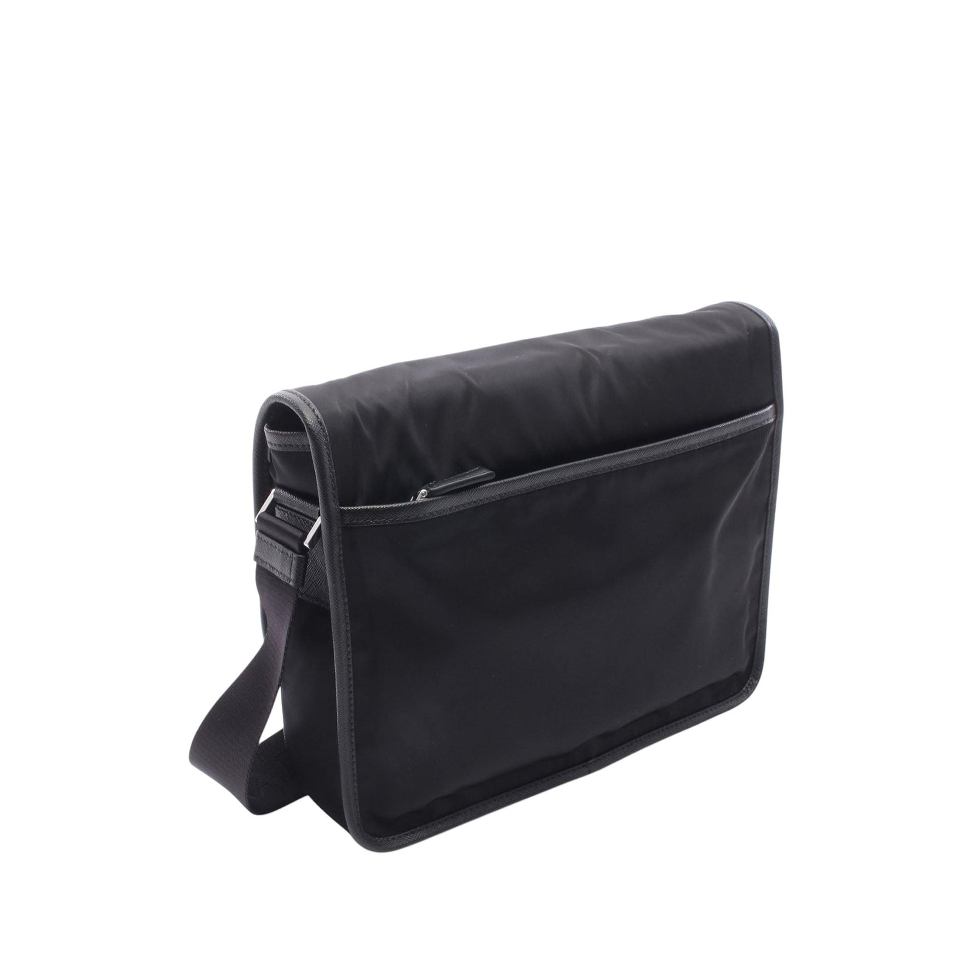 Prada Saffiano Trimmed Tessuto Buckle Messenger Bag