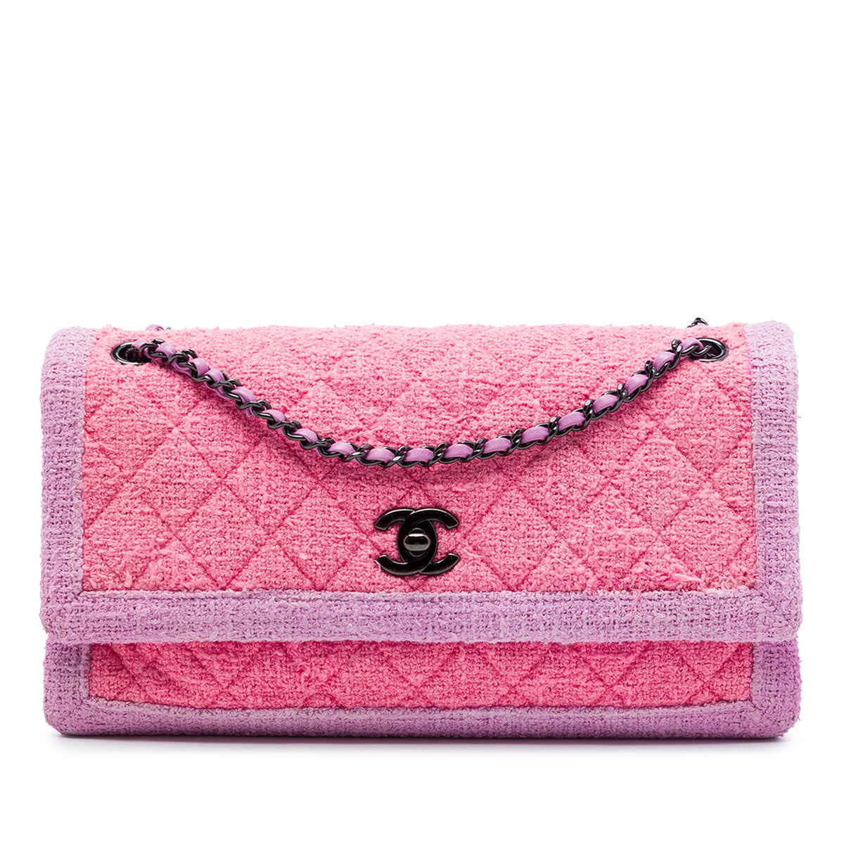 Chanel CC Quilted Tweed Accordion Flap