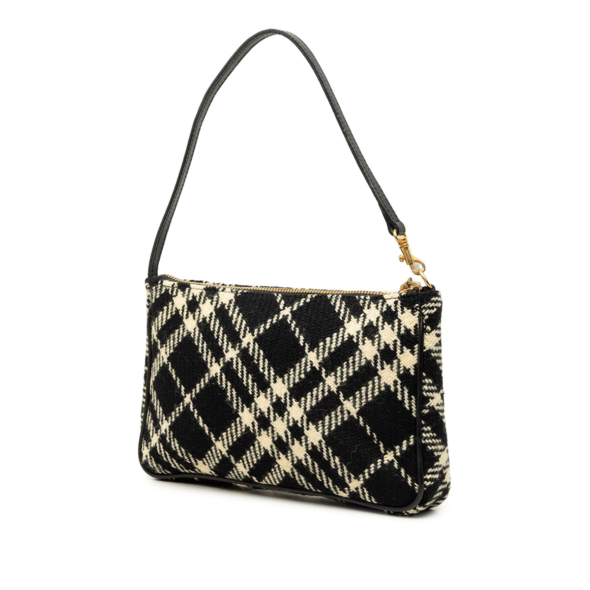 Burberry Nova Check Wool Shoulder Bag — Black