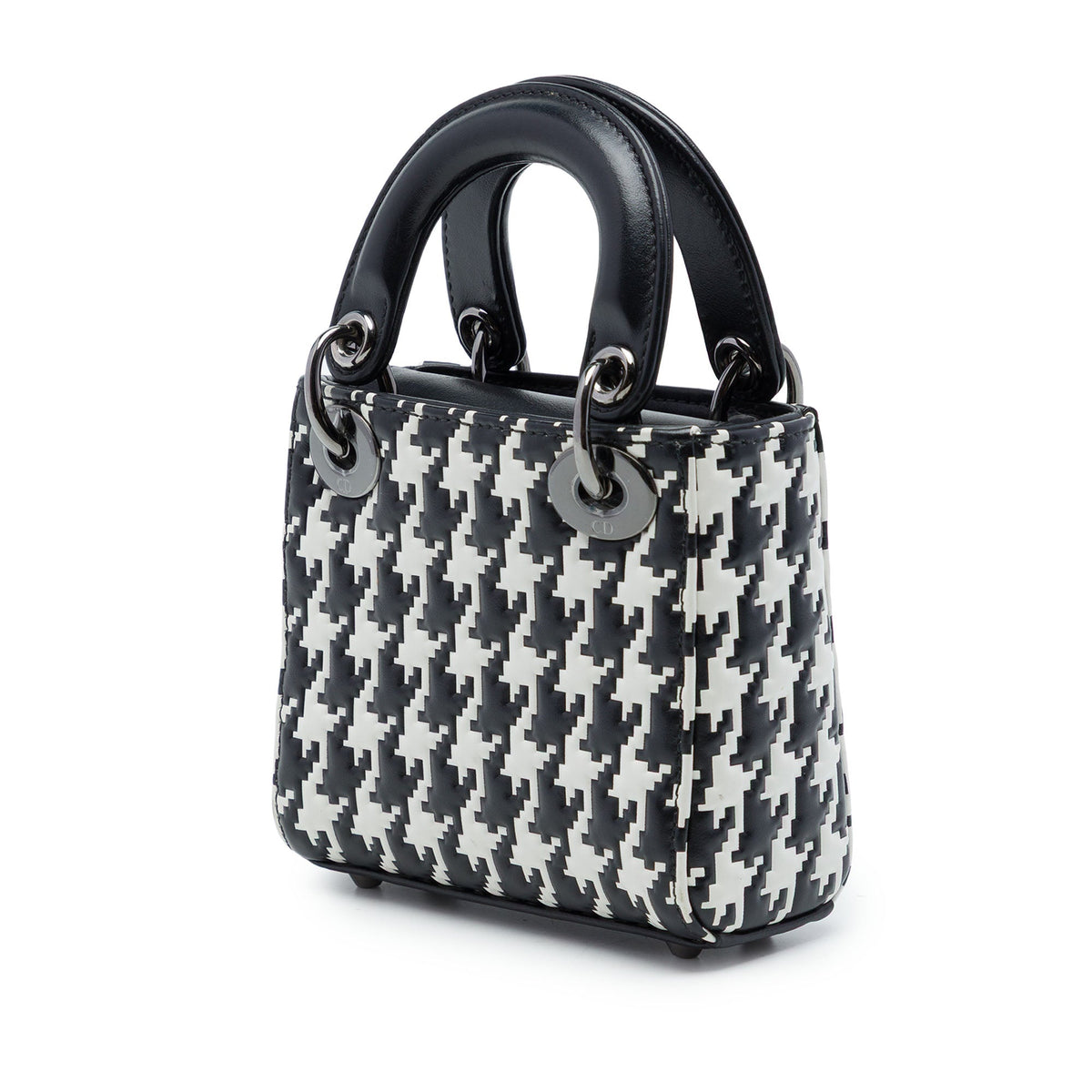Dior Micro Calfskin Houndstooth Embossed Macro Lady Dior