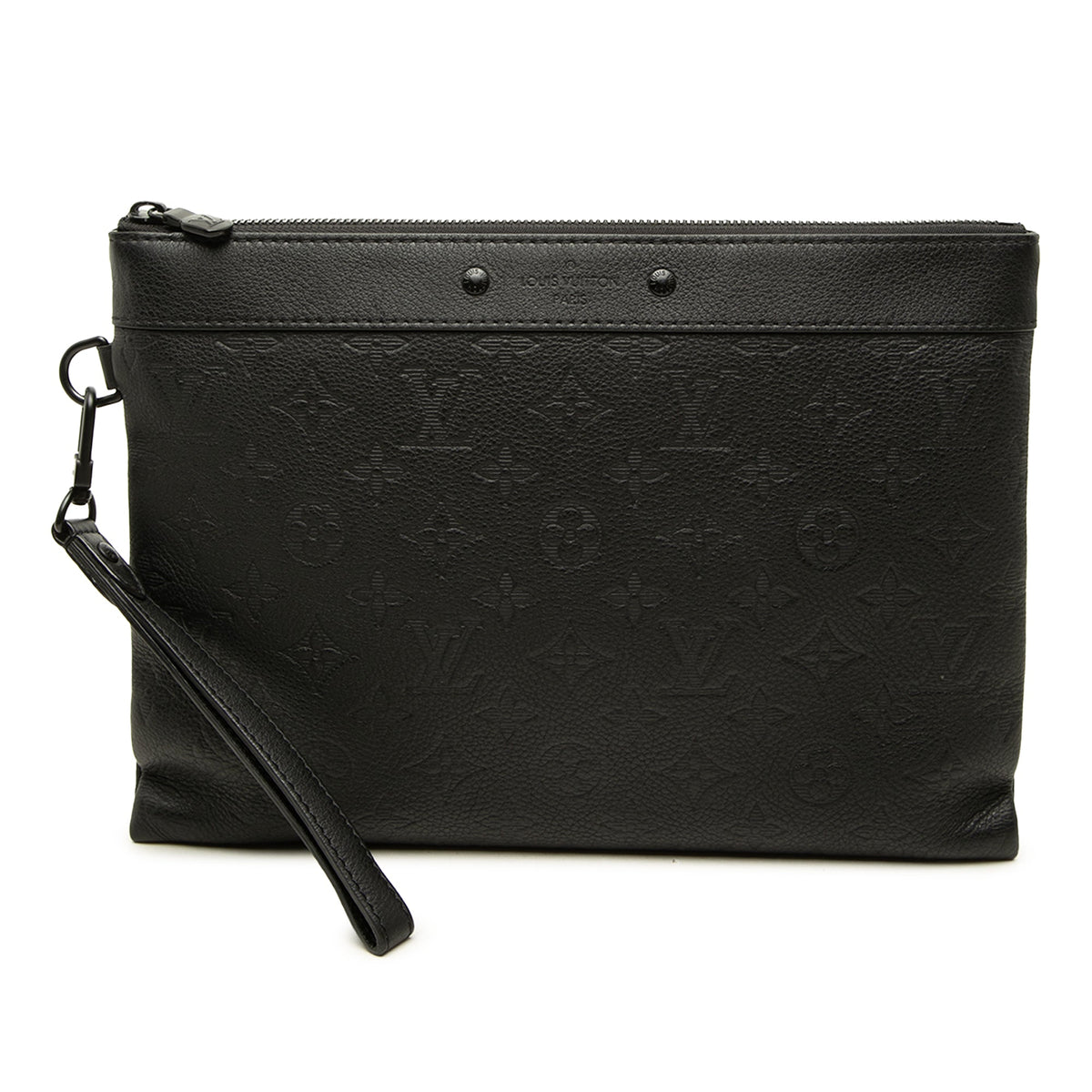 Louis Vuitton Monogram Shadow Pochette To Go — Black