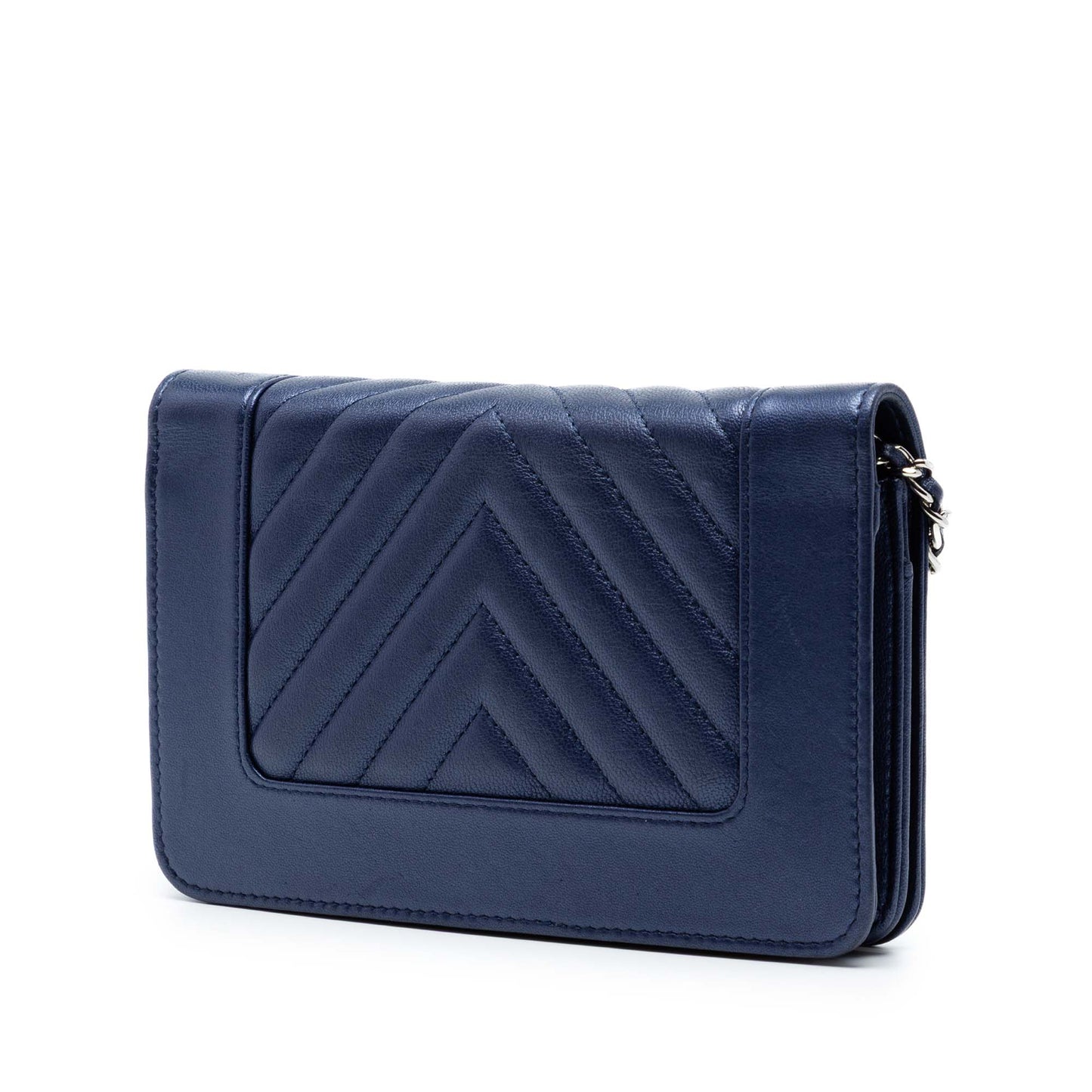 Chanel Chevron Sheepskin Mademoiselle Vintage Wallet On Chain