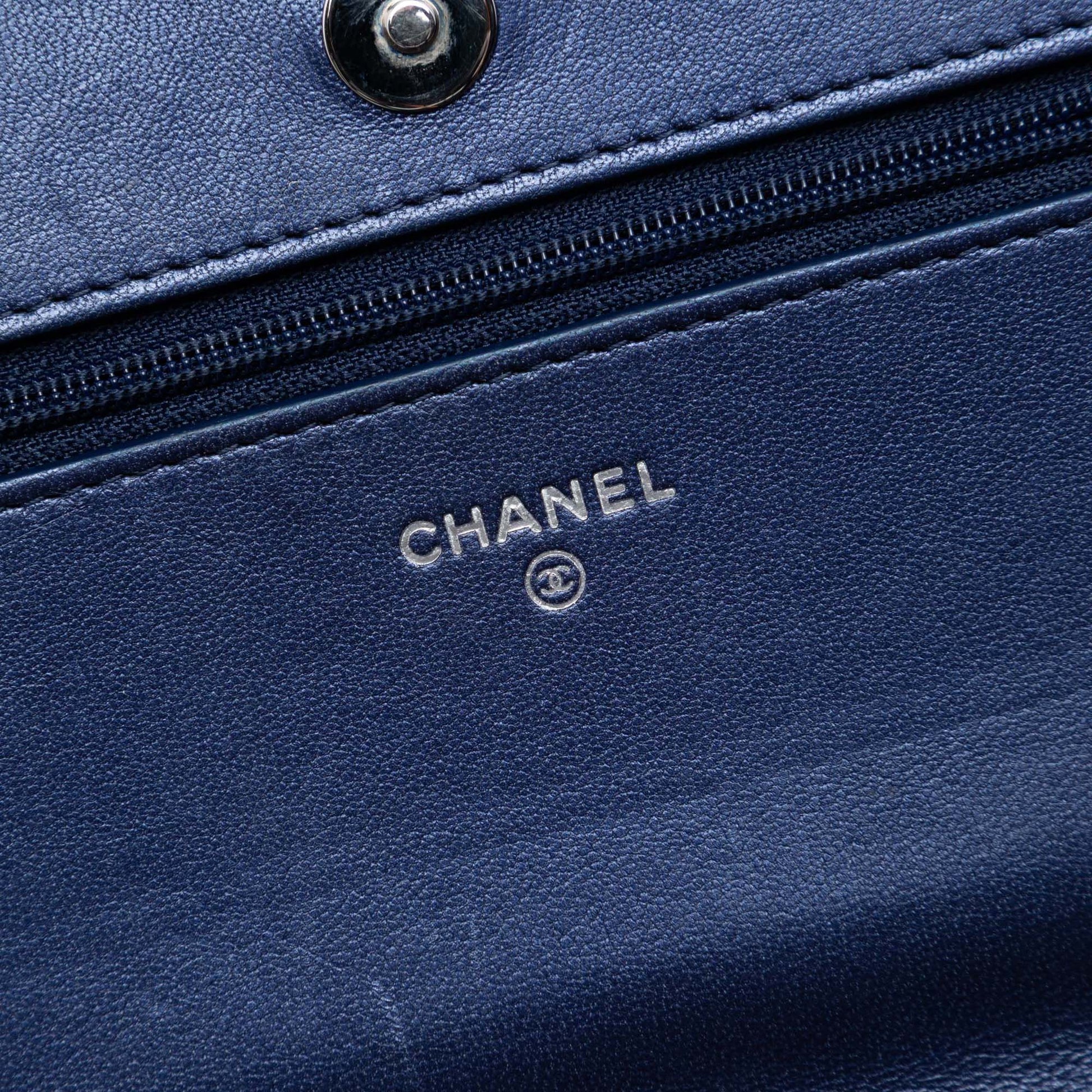 Chanel Chevron Sheepskin Mademoiselle Vintage Wallet On Chain