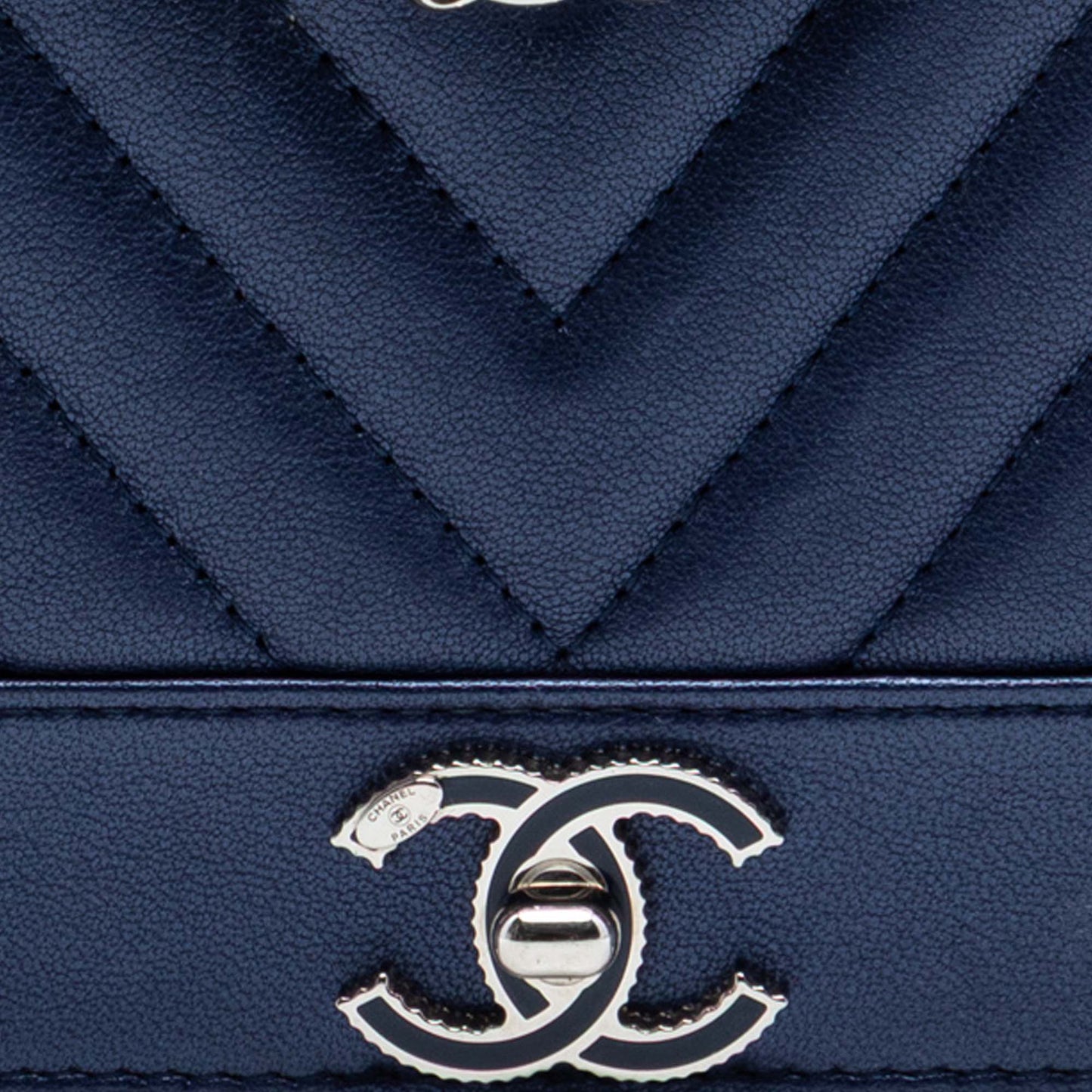 Chanel Chevron Sheepskin Mademoiselle Vintage Wallet On Chain