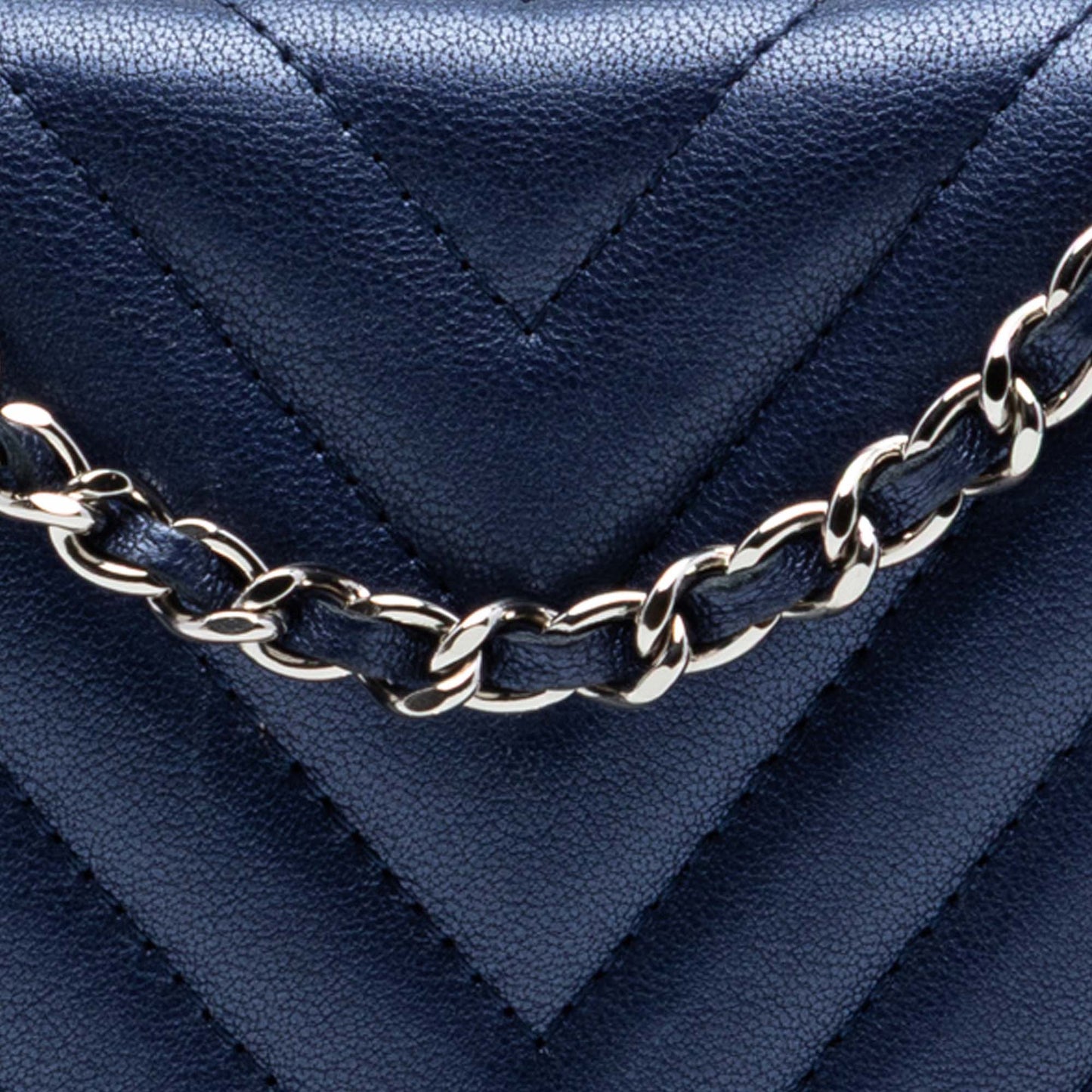 Chanel Chevron Sheepskin Mademoiselle Vintage Wallet On Chain