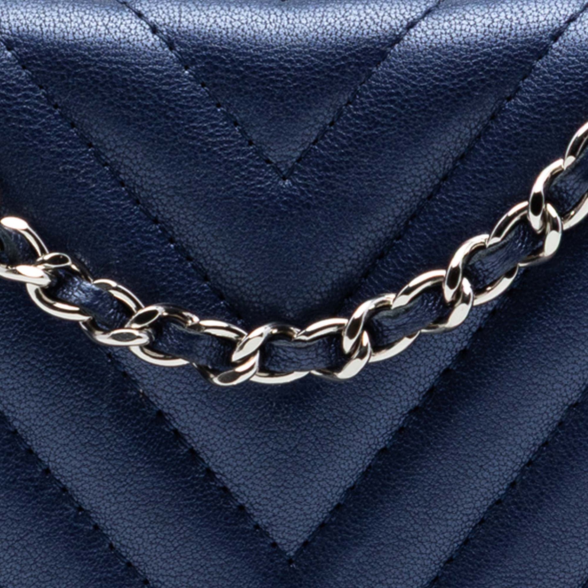 Chanel Chevron Sheepskin Mademoiselle Vintage Wallet On Chain