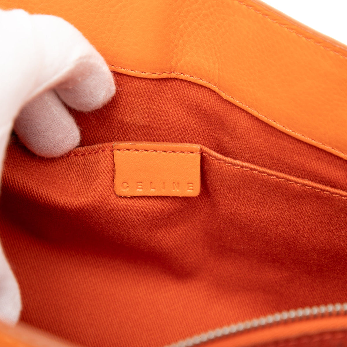 Celine Leather Boogie Handbag — Orange