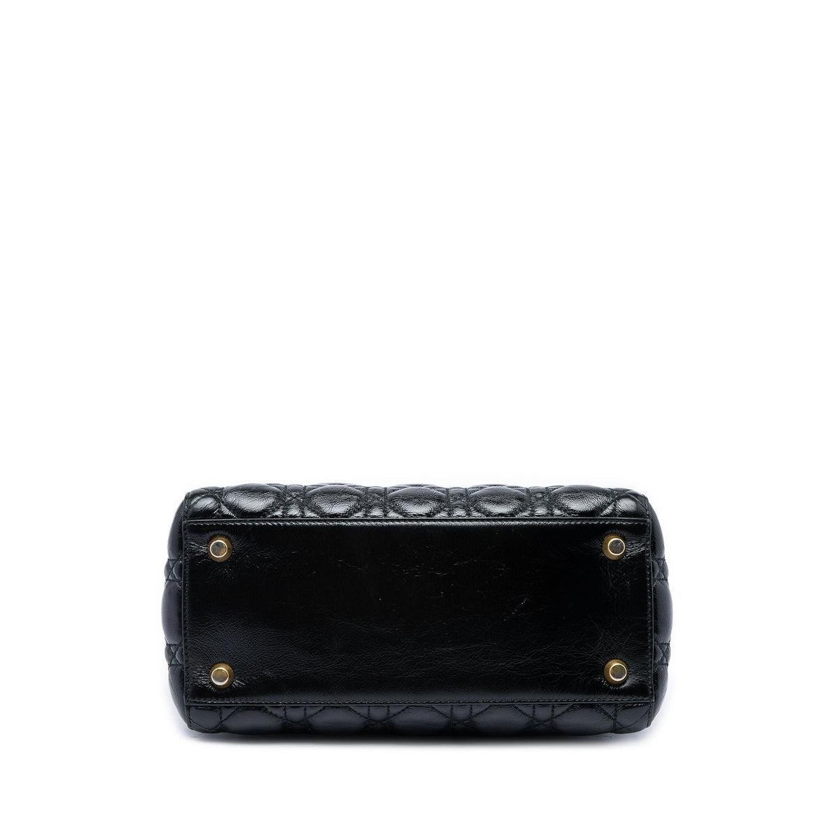 Dior Medium Crinkled Patent Cannage Supple Lady Dior — Black