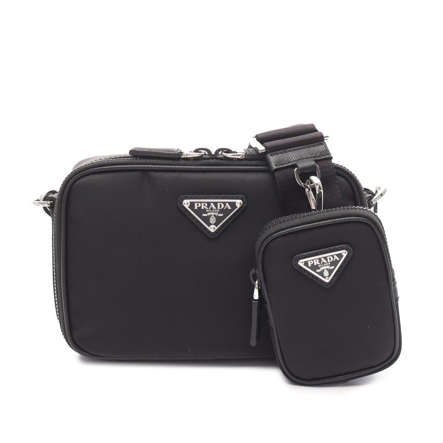 Prada Medium Saffiano Trimmed Re Nylon Brique Satchel