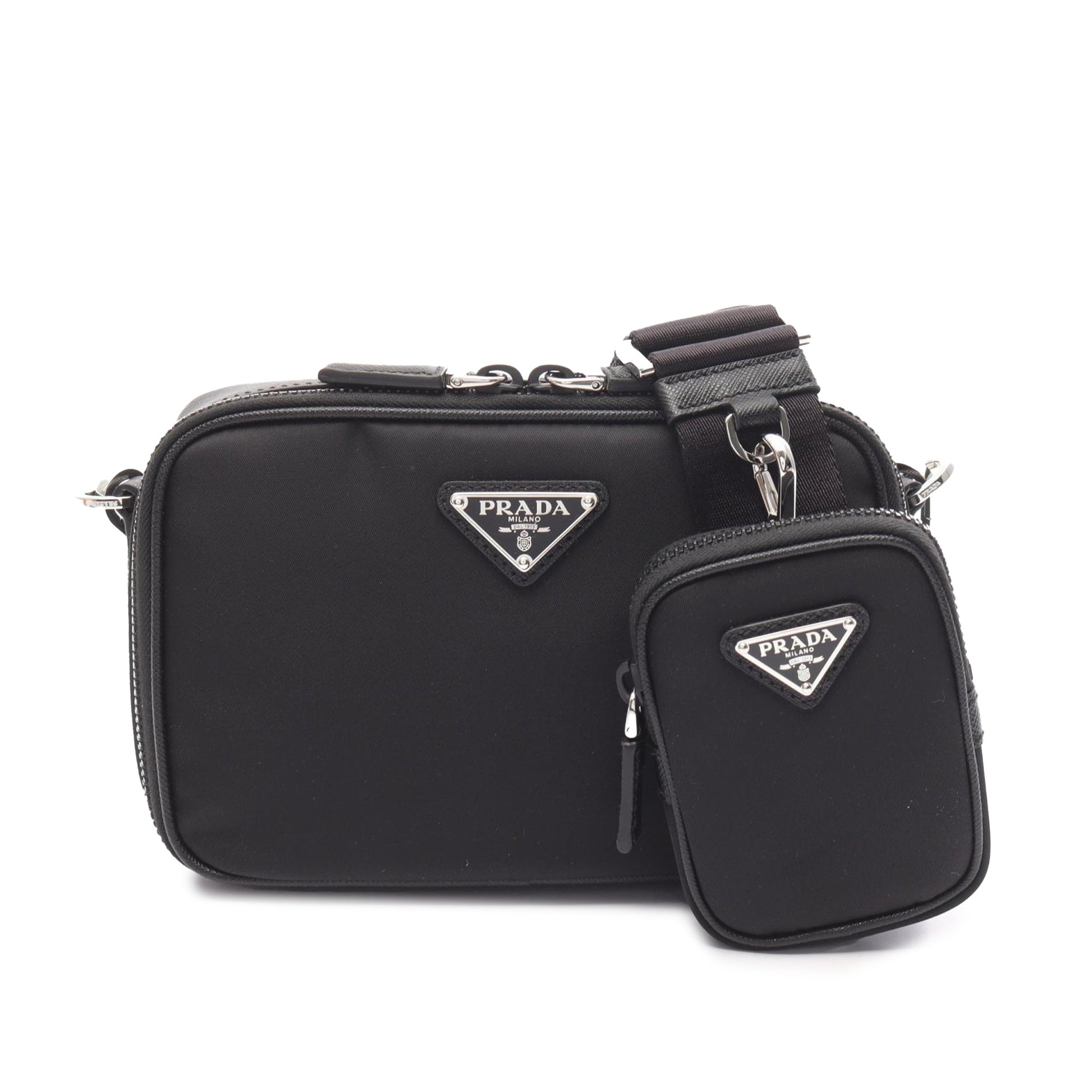 Prada Medium Saffiano Trimmed Re Nylon Brique Satchel