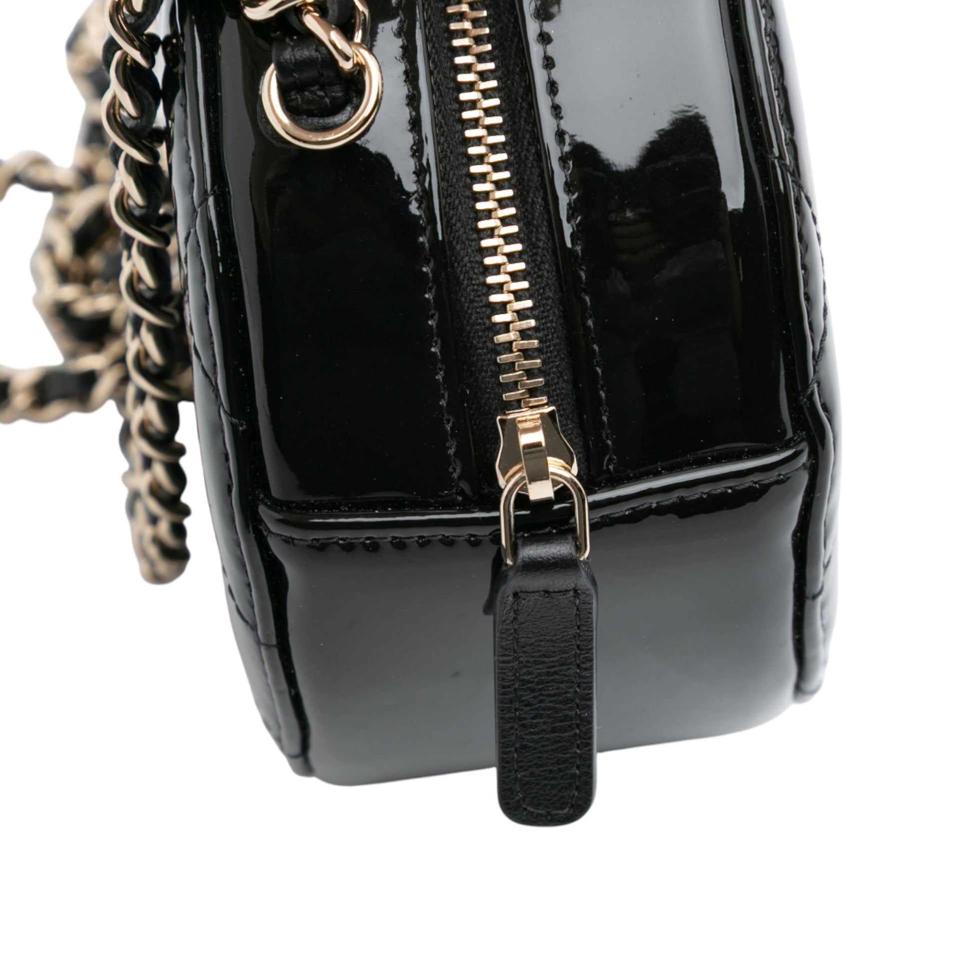 Chanel Quilted Patent Round As Earth Crossbody